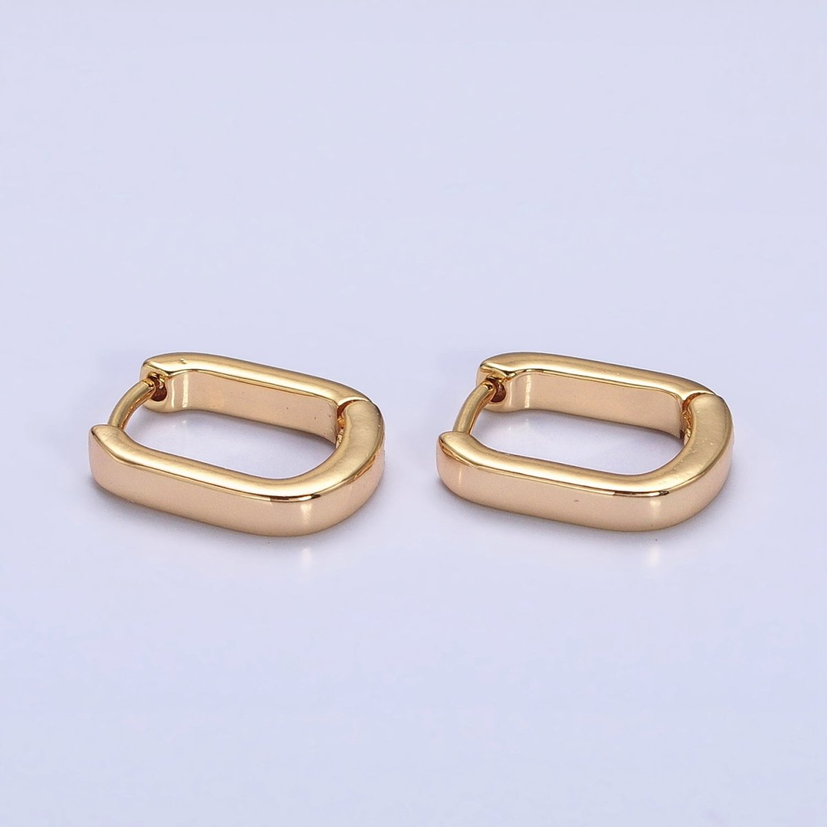 Gold, Silver Rectangular Oblong U-Shaped Huggie Earrings | AB946 AB809