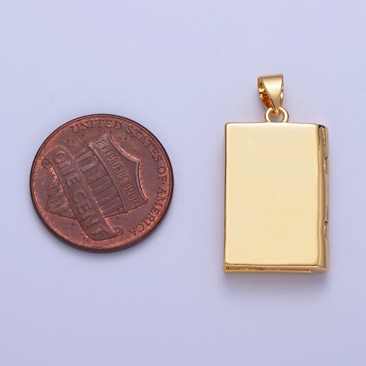 Gold Rectangular Photo Locket Pendant I-313 - DLUXCA