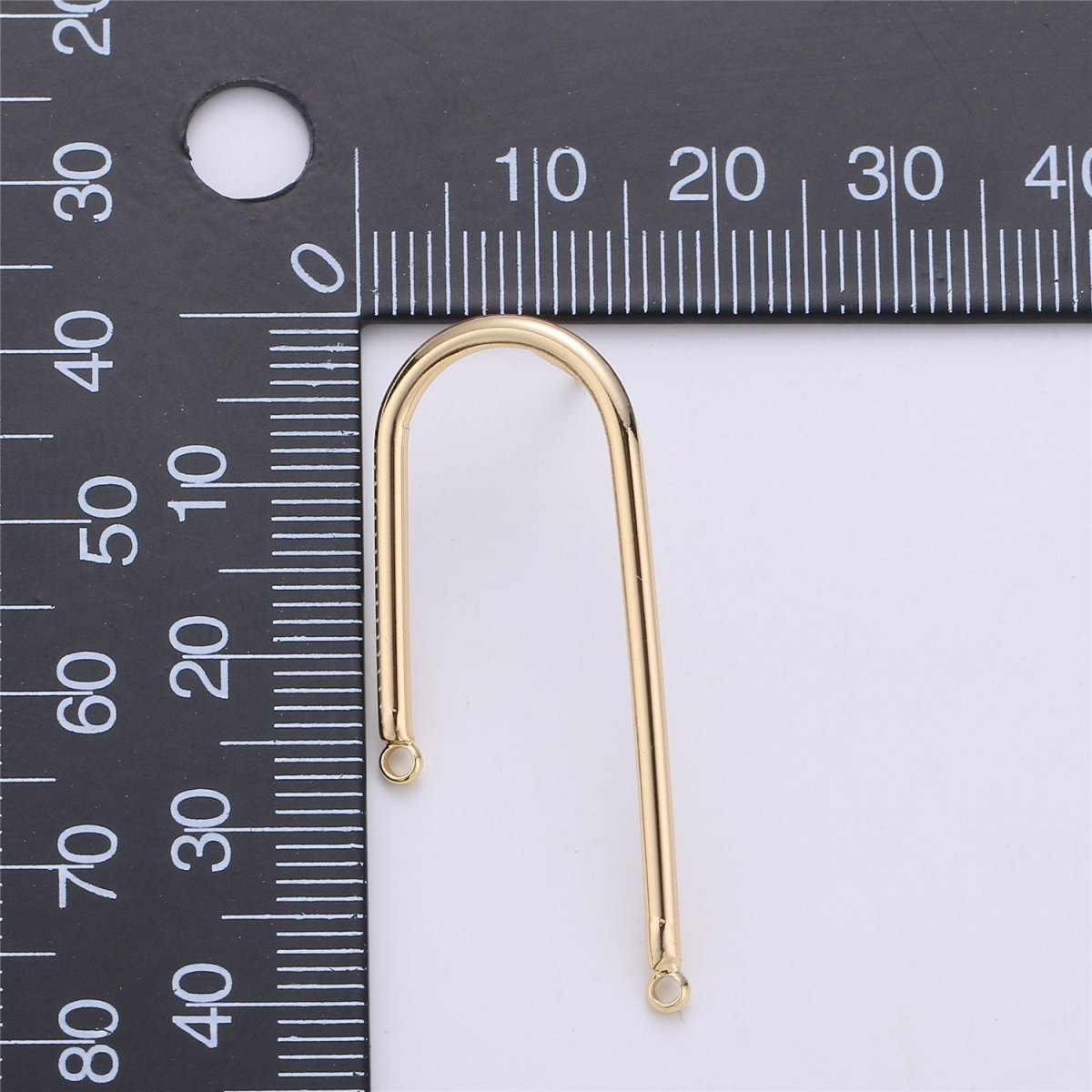 Gold Rectangular Post Earring, Geometric Earrings with Open Link for DIY Earring Jewelry Making Gold Filled K-252