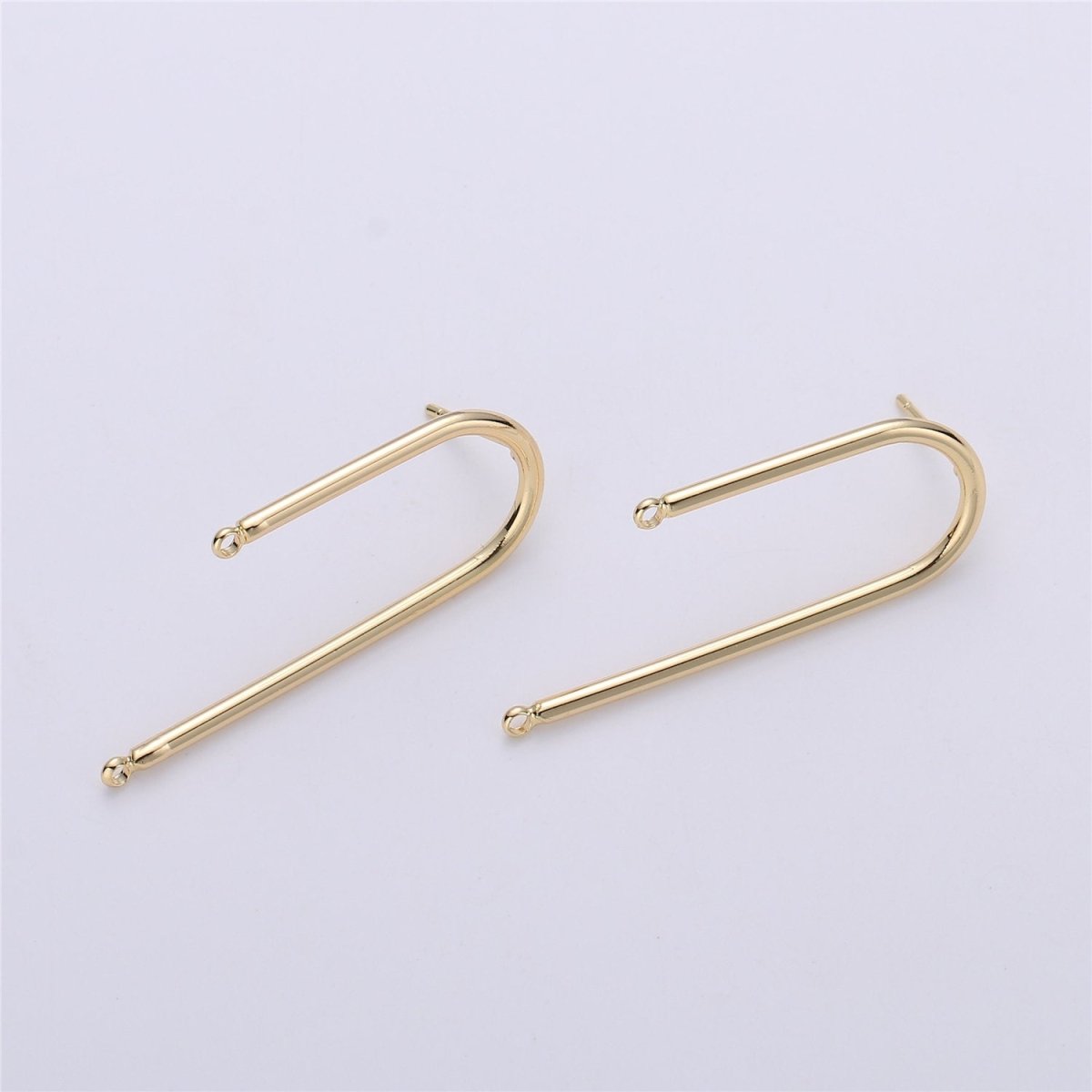 Gold Rectangular Post Earring, Geometric Earrings with Open Link for DIY Earring Jewelry Making Gold Filled K-252