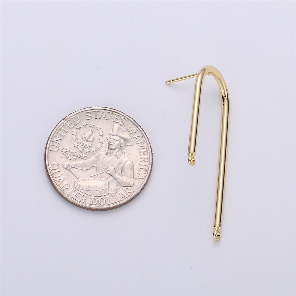 Gold Rectangular Post Earring, Geometric Earrings with Open Link for DIY Earring Jewelry Making Gold Filled K-252