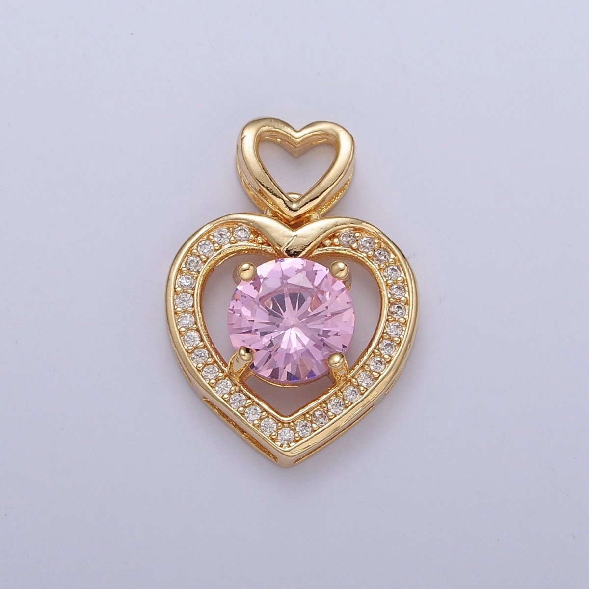 Gold Red Clear Pink Heart Pendant For Love Relationship Minimalist Jewelry X-333 X-334 X-335