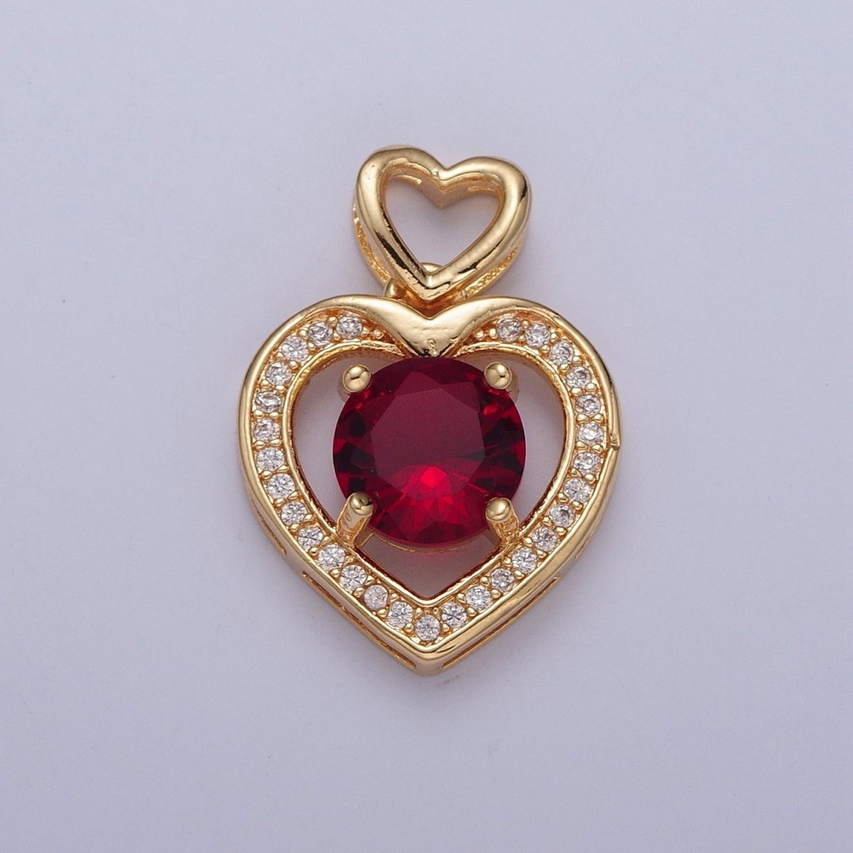 Gold Red Clear Pink Heart Pendant For Love Relationship Minimalist Jewelry X-333 X-334 X-335