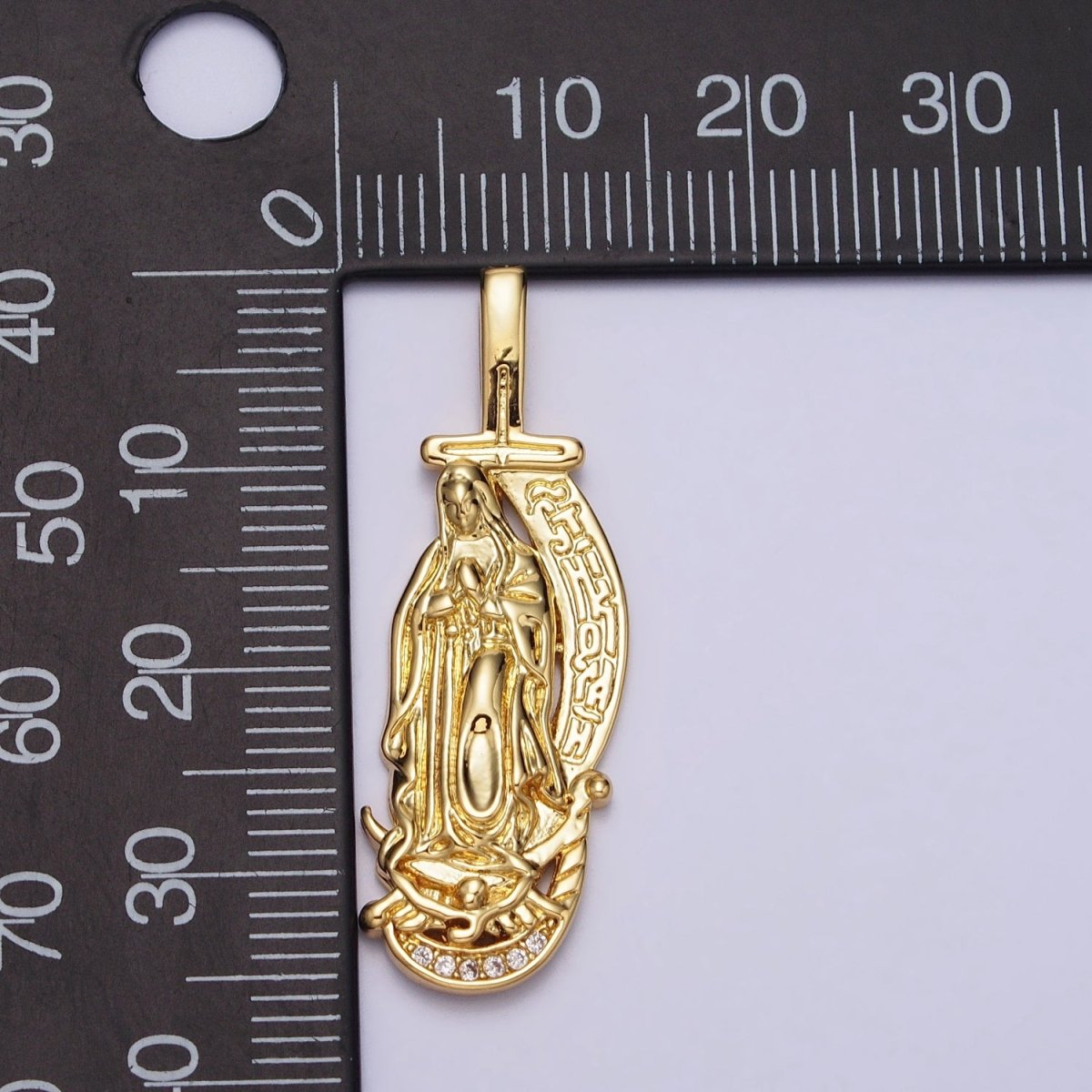 Gold Religious Mother Virgin Mary Lady Guadalupe Religious Cross Pendant | AA083 - DLUXCA