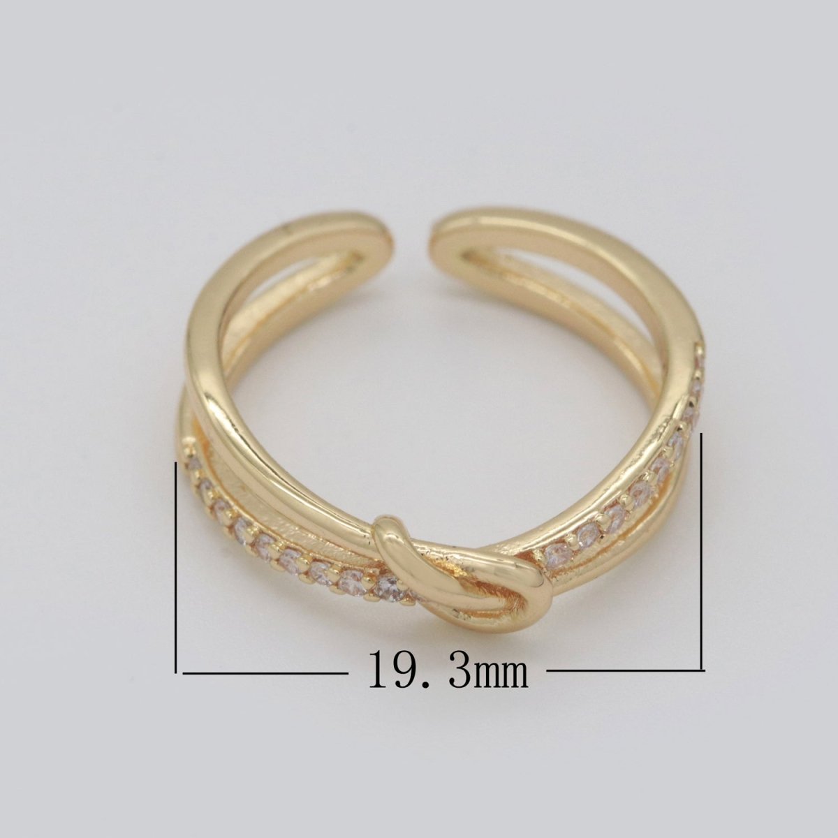Gold Ring Double Band Ring Gold Twisted Stacking Ring Cz Ring Open Ring Adjustable Ring for Minimalist Jewelry Gift Idea S-219 - DLUXCA