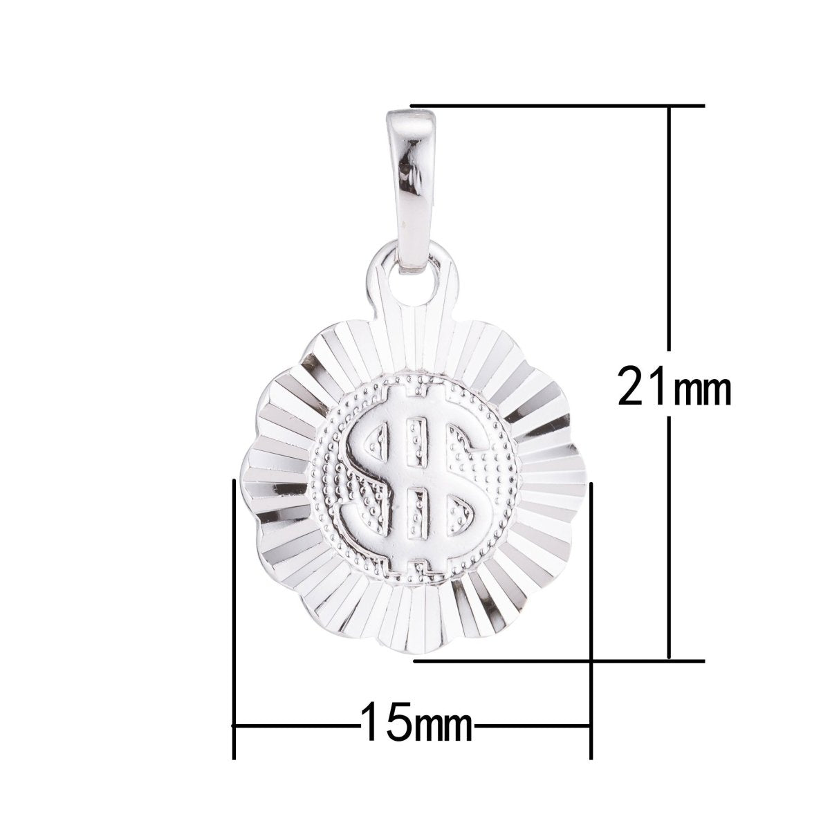 Gold, Rose Gold, Silver Dollar Sign, Rich, Money, Wealth, Currency Sign, Flower, Luck, DIY Necklace Pendant Charm Bead Bails Findings for Jewelry Making I-512