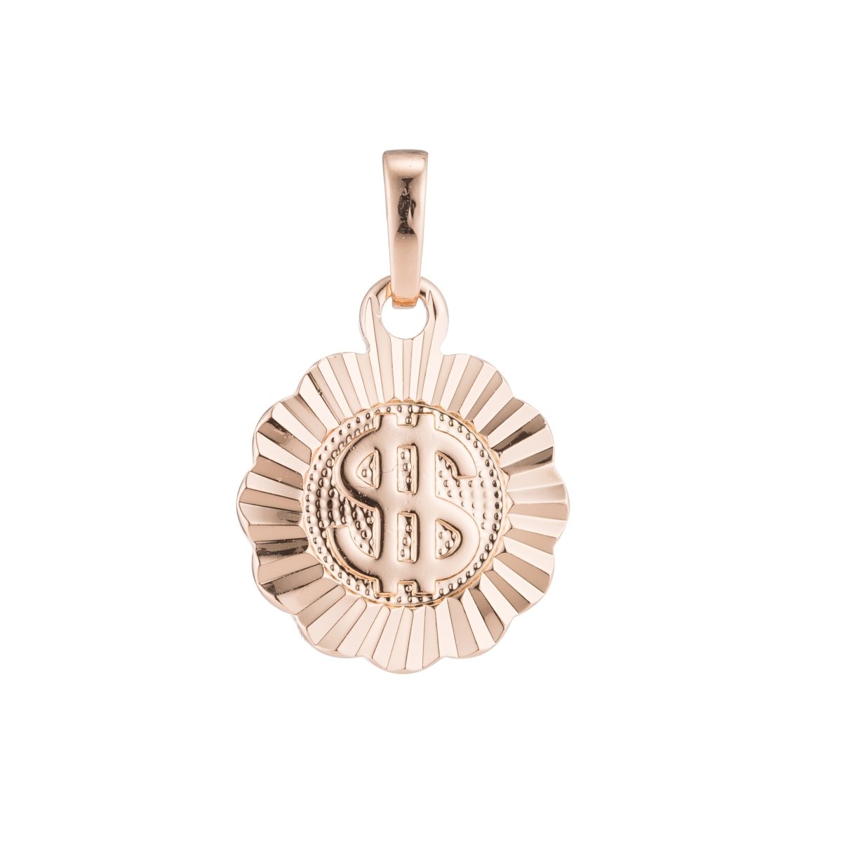 Gold, Rose Gold, Silver Dollar Sign, Rich, Money, Wealth, Currency Sign, Flower, Luck, DIY Necklace Pendant Charm Bead Bails Findings for Jewelry Making I-512