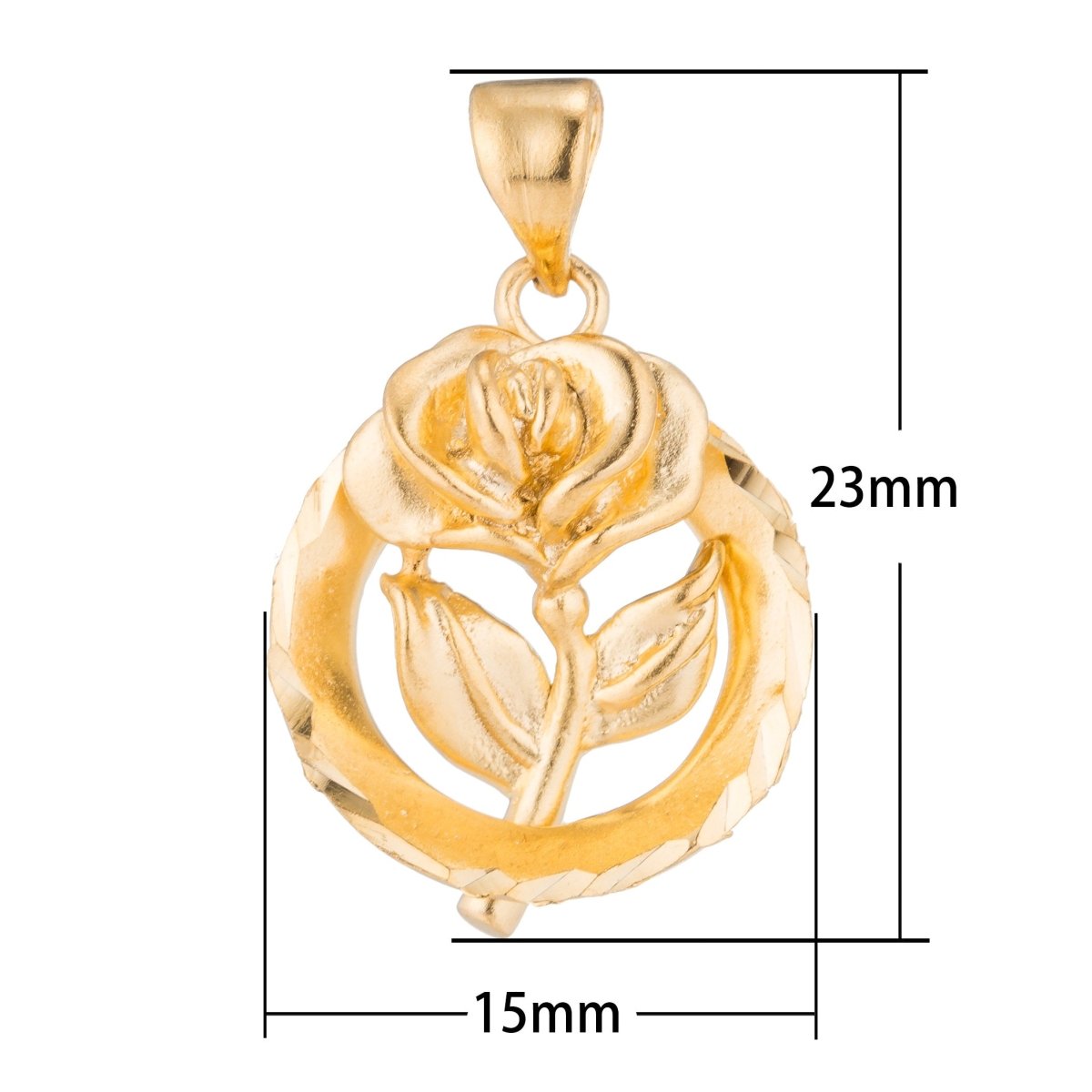 Gold Rose Wreath, Belle, Flower, Everlasting Love, Forever, Women, Lover, Necklace Pendant Charm Bead Bails Findings for Jewelry Making H-148