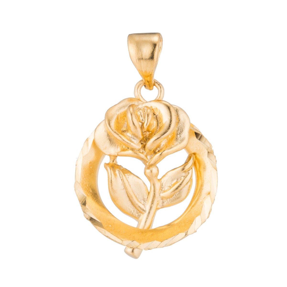 Gold Rose Wreath, Belle, Flower, Everlasting Love, Forever, Women, Lover, Necklace Pendant Charm Bead Bails Findings for Jewelry Making H-148