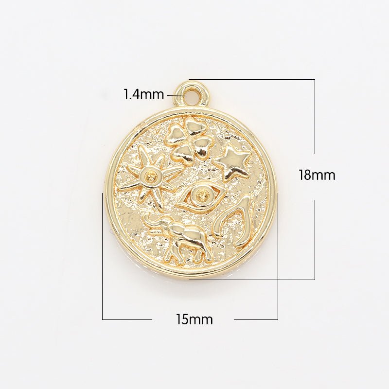 Gold Rustic Lucky Charm Star Elephant Evil Eye Charm GP-159