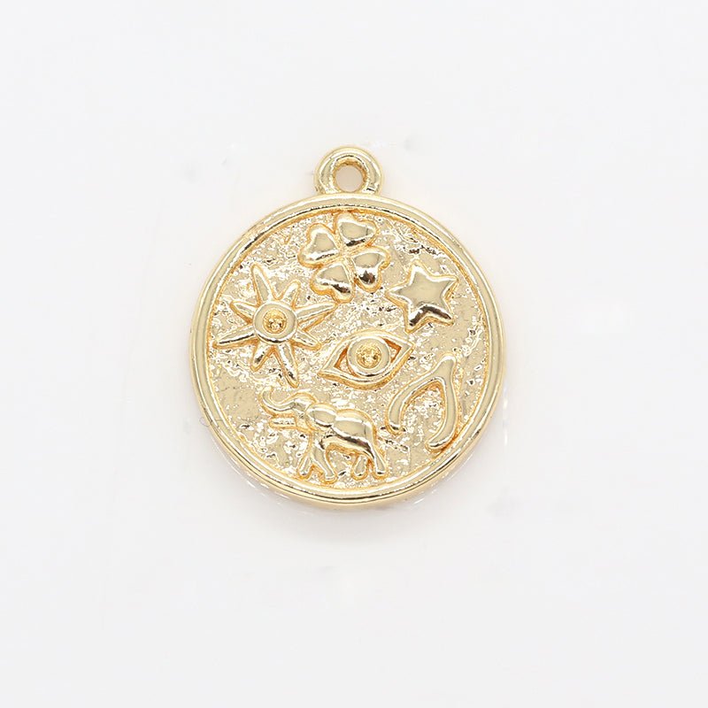 Gold Rustic Lucky Charm Star Elephant Evil Eye Charm GP-159