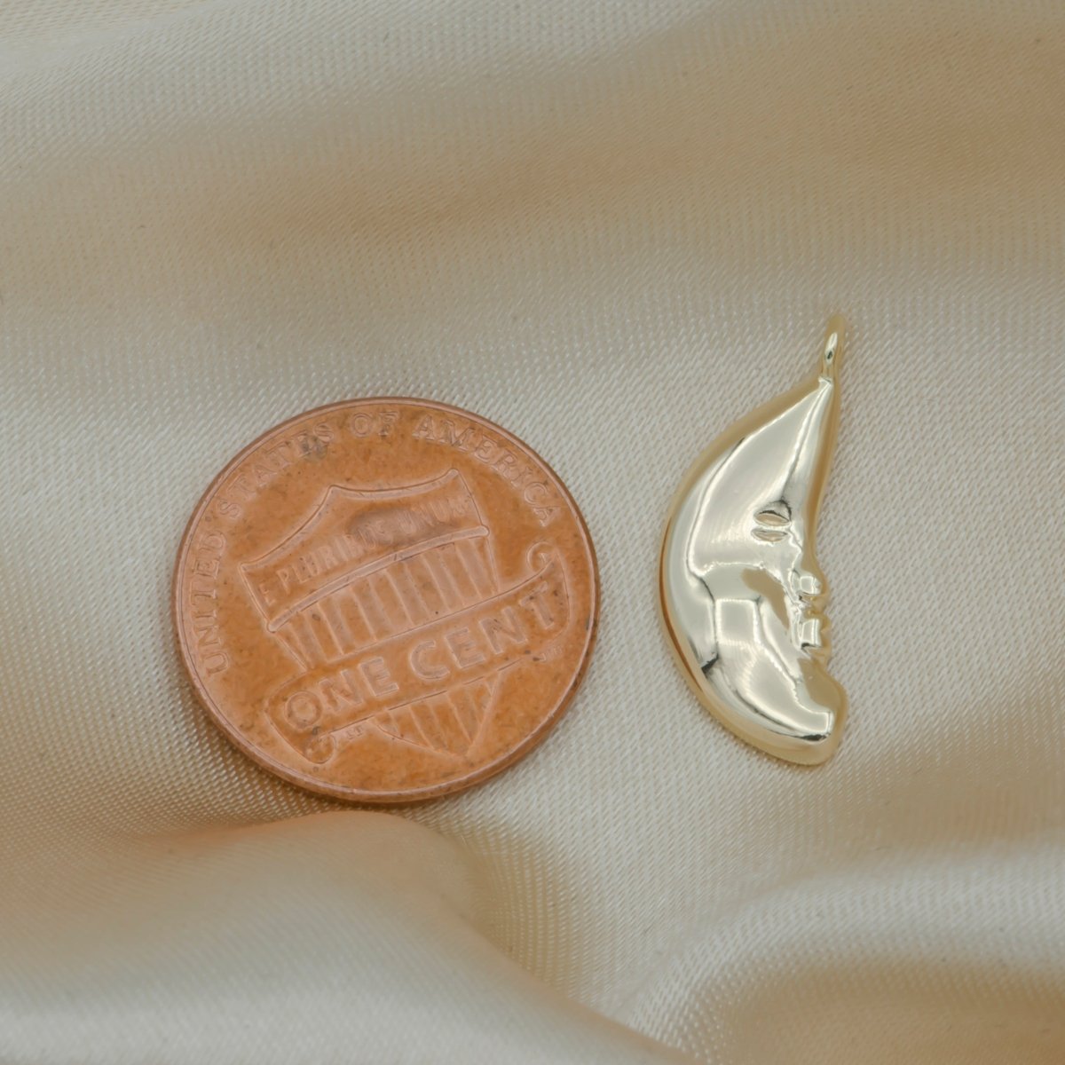 Gold Rustic Moon Charm Crescent Celestial Moon Charm Pendant GP-144