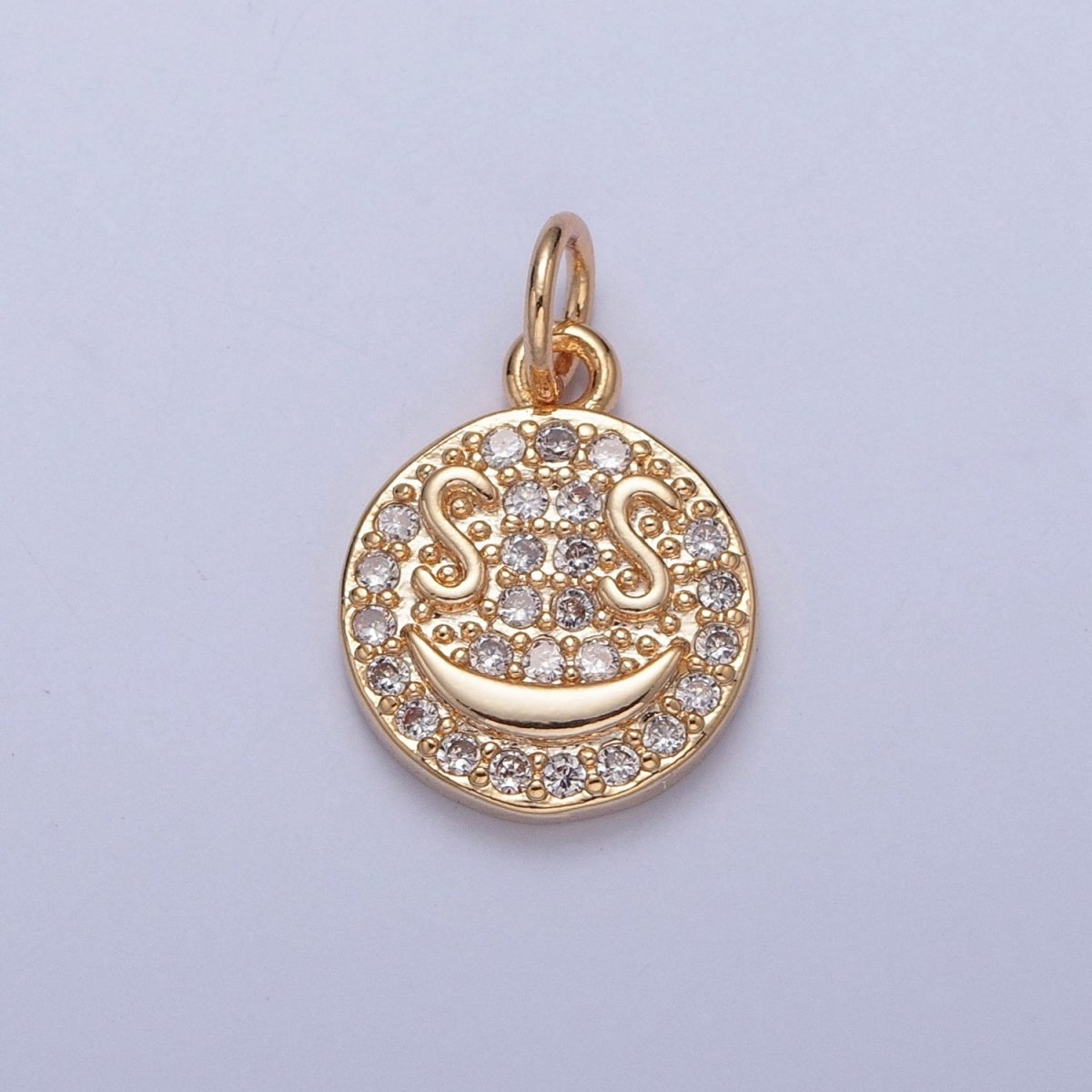 Gold $ S Money Eyes Smiley Face Micro Paved Cubic Zirconia Charm Jewelry Component | X-242 - DLUXCA