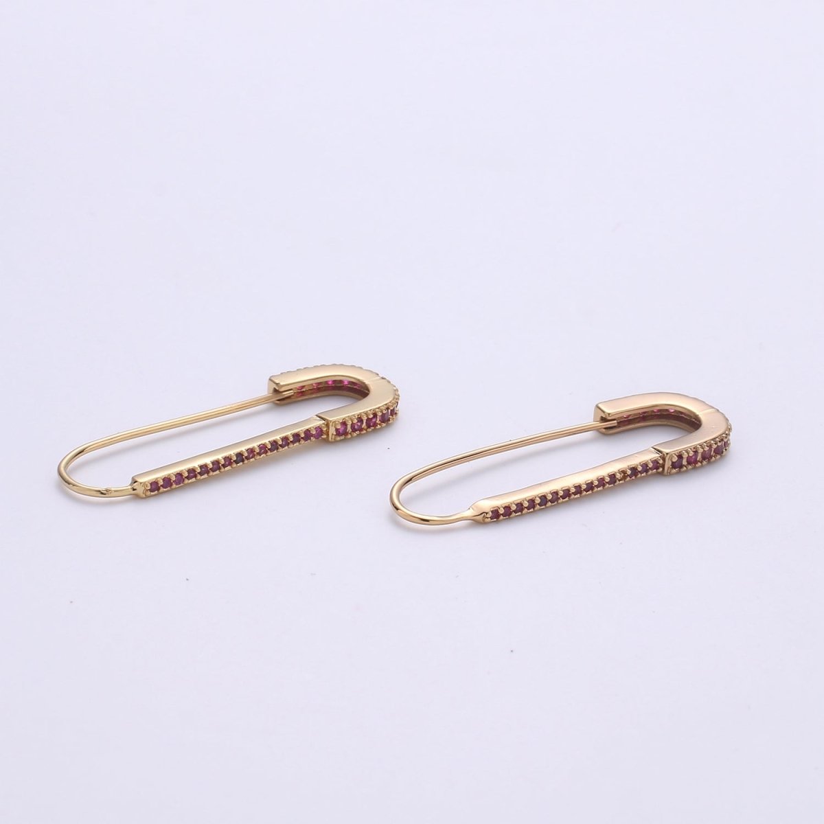 Gold Safety pin Supply Charm sparkly safety pins/ needle earring / Micro pave safety pin drop earring Clear Cubic Safety Pin Earring K-528