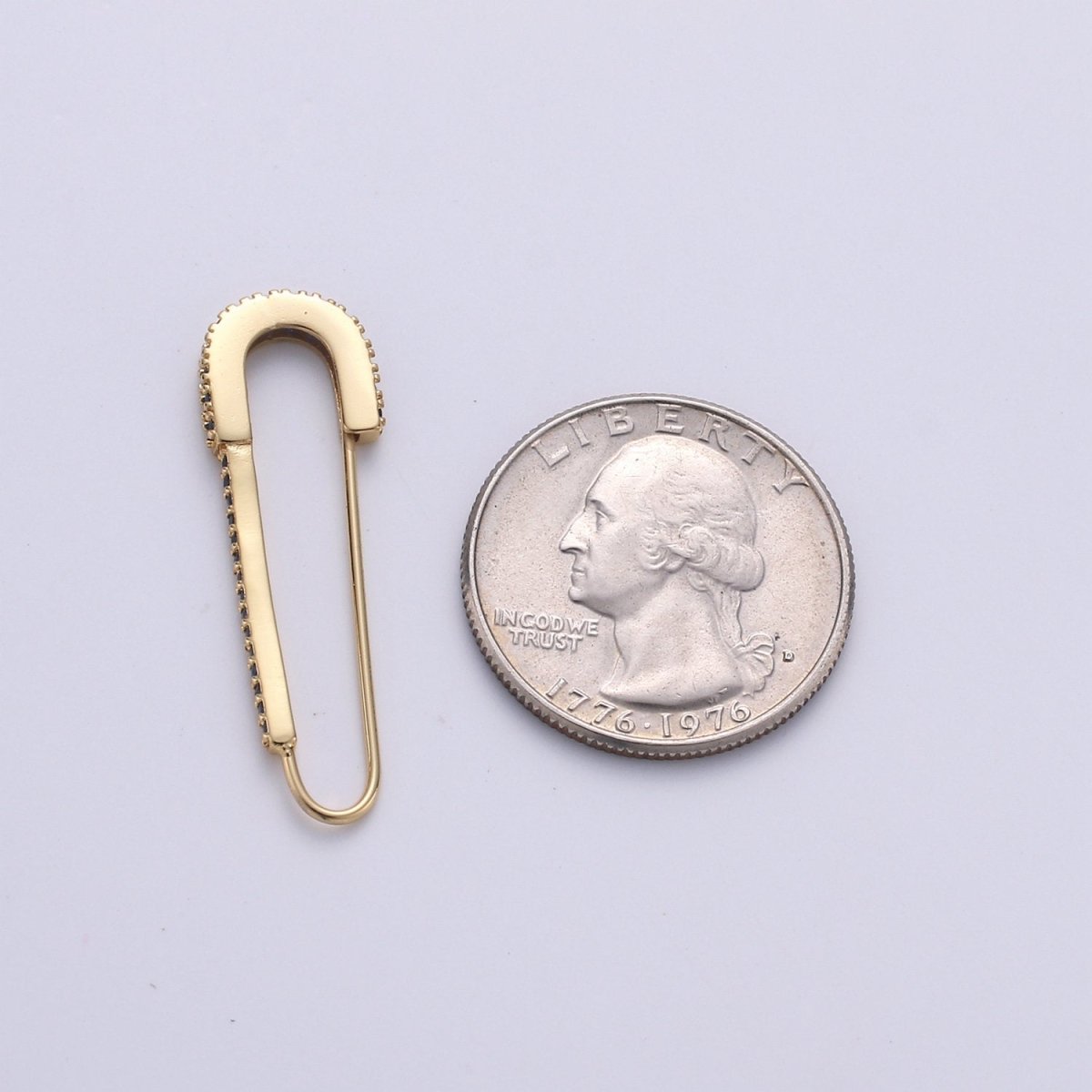 Gold Safety pin Supply Charm sparkly safety pins/ needle earring / Micro pave safety pin drop earring Clear Cubic Safety Pin Earring K-528