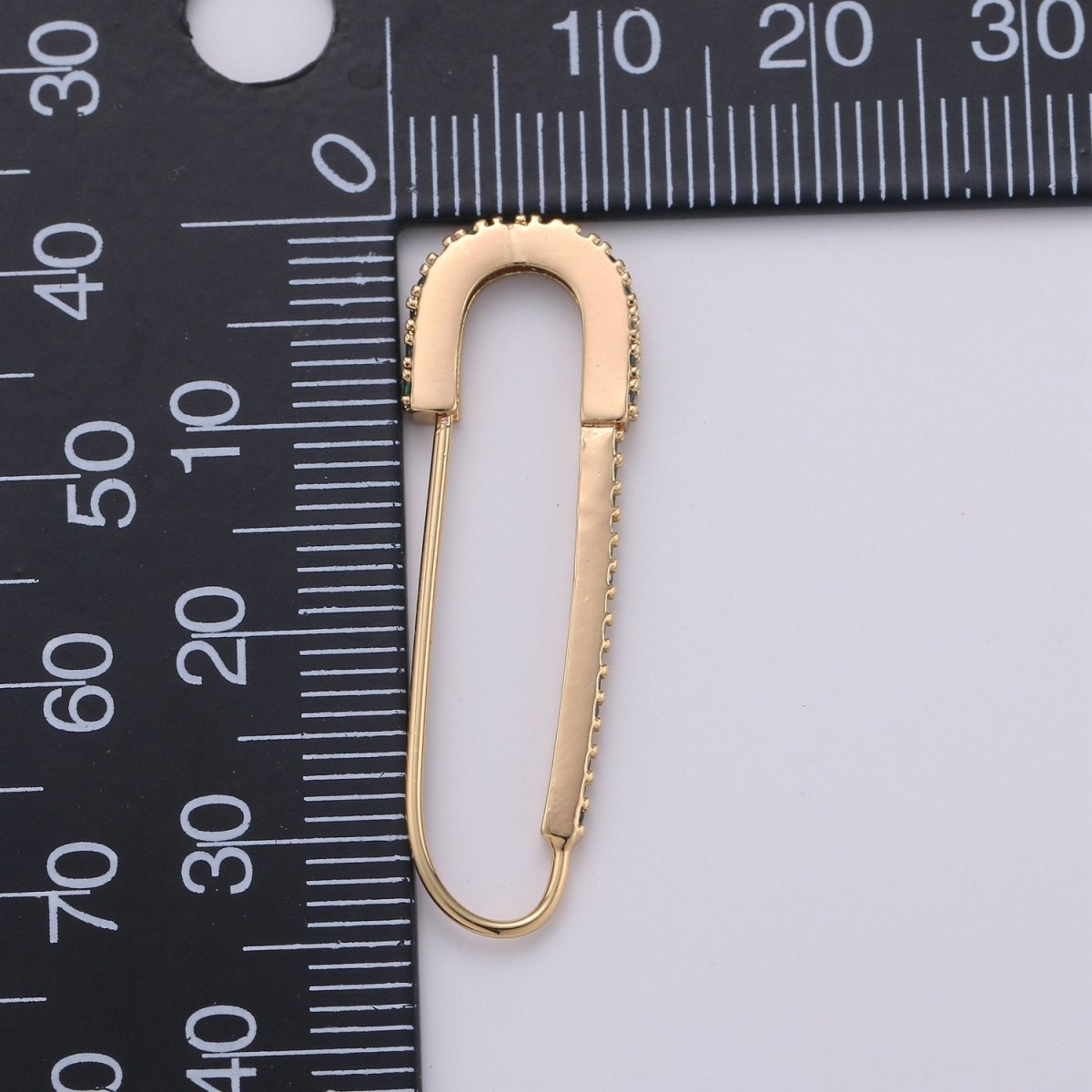 Gold Safety pin Supply Charm sparkly safety pins/ needle earring / Micro pave safety pin drop earring Clear Cubic Safety Pin Earring K-528