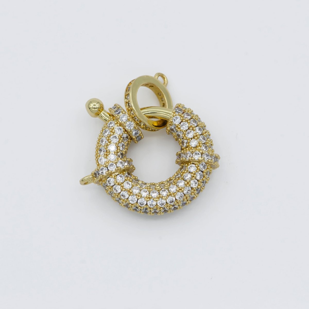 Gold Sailor Clasp CZ Gold Filled Push Gate Ring Charm For DIY Jewelry Making Necklace Bracelet Anklet L-314 - DLUXCA