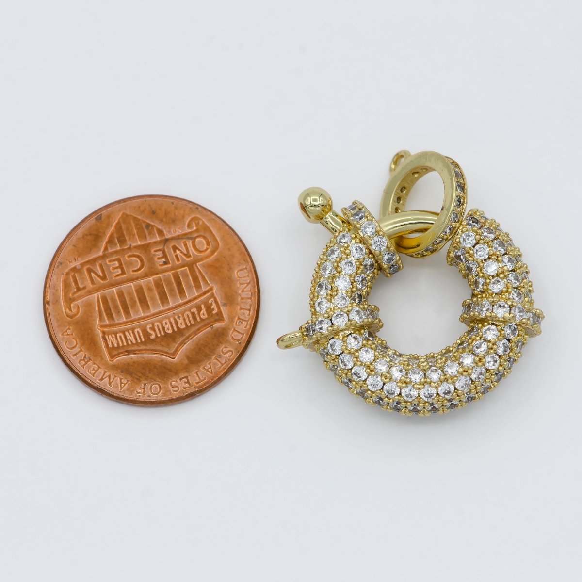 Gold Sailor Clasp CZ Gold Filled Push Gate Ring Charm For DIY Jewelry Making Necklace Bracelet Anklet L-314 - DLUXCA