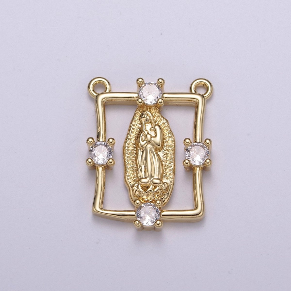 Gold Saint St Benedict, Lady Guadalupe Medallion Protection Square Charms Connector Necklace Pendant, Religious Necklace Charms, 20.6*16mm Y-422 - Y-424