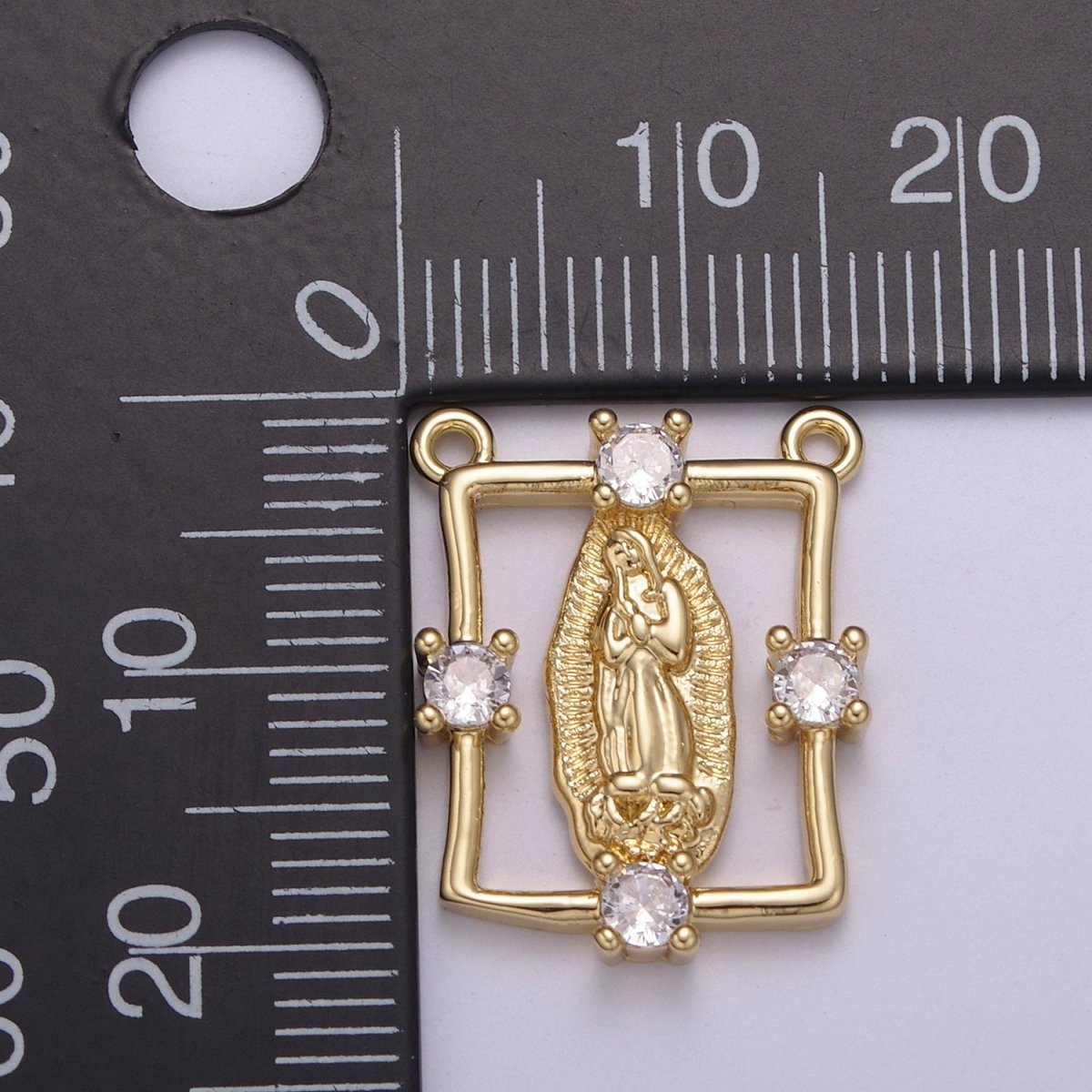 Gold Saint St Benedict, Lady Guadalupe Medallion Protection Square Charms Connector Necklace Pendant, Religious Necklace Charms, 20.6*16mm Y-422 - Y-424