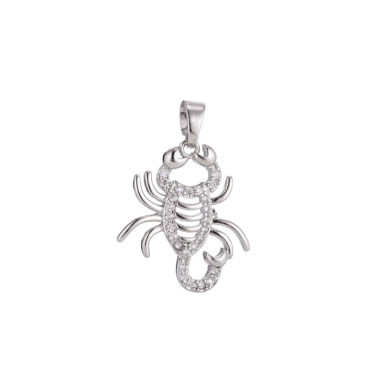 Gold Scorpio Small Animal Lover Death and Rebirth Willpower Cubic Zirconia Necklace Pendant Charm Bead Bails Findings for Jewelry Making H-186