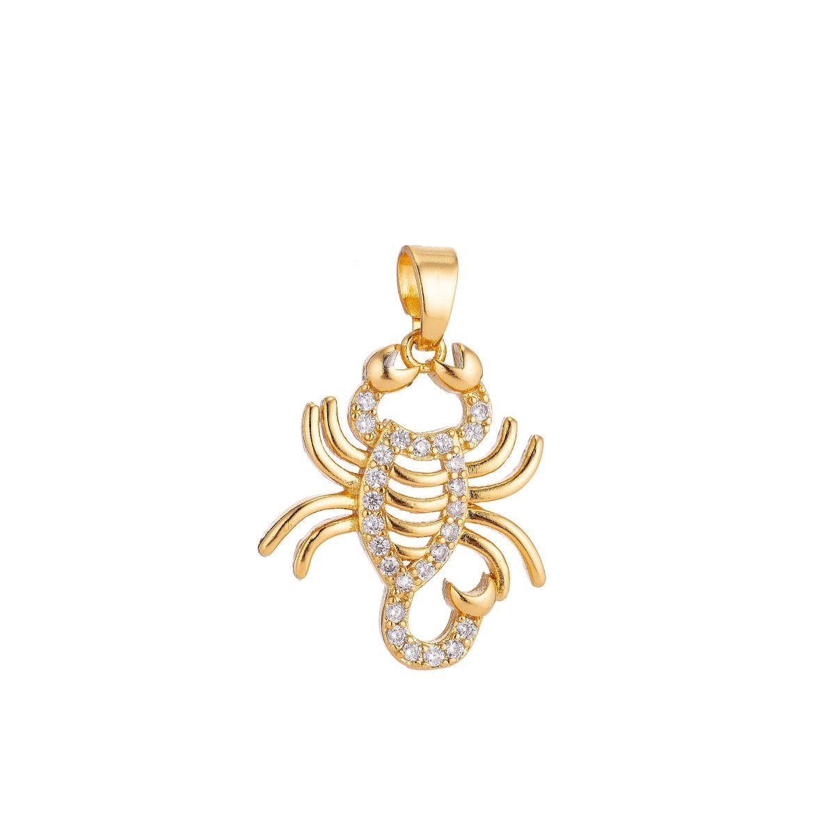 Gold Scorpio Small Animal Lover Death and Rebirth Willpower Cubic Zirconia Necklace Pendant Charm Bead Bails Findings for Jewelry Making H-186