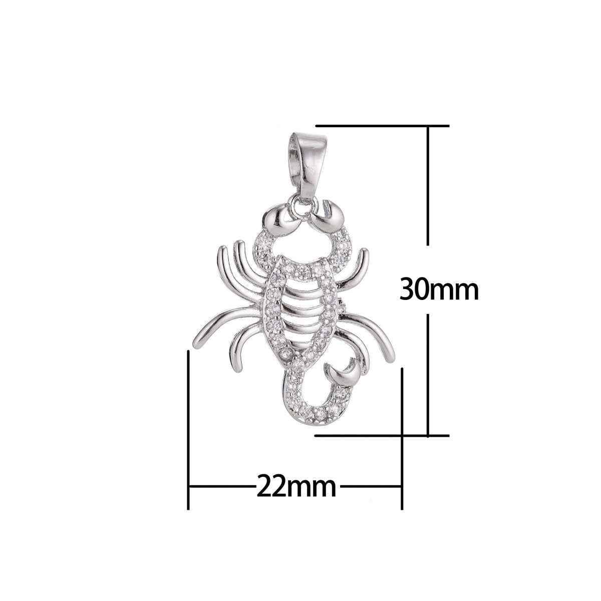 Gold Scorpio Small Animal Lover Death and Rebirth Willpower Cubic Zirconia Necklace Pendant Charm Bead Bails Findings for Jewelry Making H-186