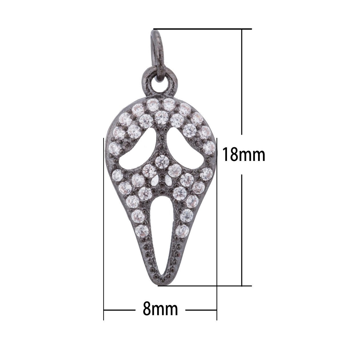 Gold Scream Movie Mask, Scary, Halloween, Horror, Cosplay, Craft Cubic Zirconia Bracelet Charm Bead Findings Pendant For Jewelry Making C169