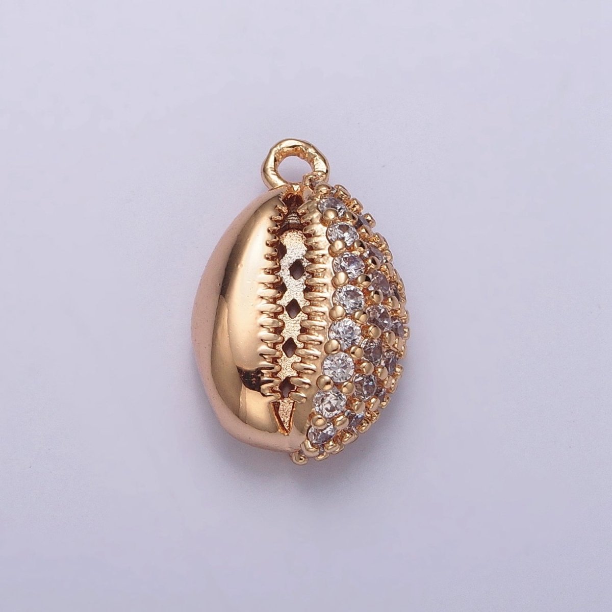 OS Gold Sea Shell Beach Micro Paved Cubic Zirconia Charm For Summer Jewelry | X-816