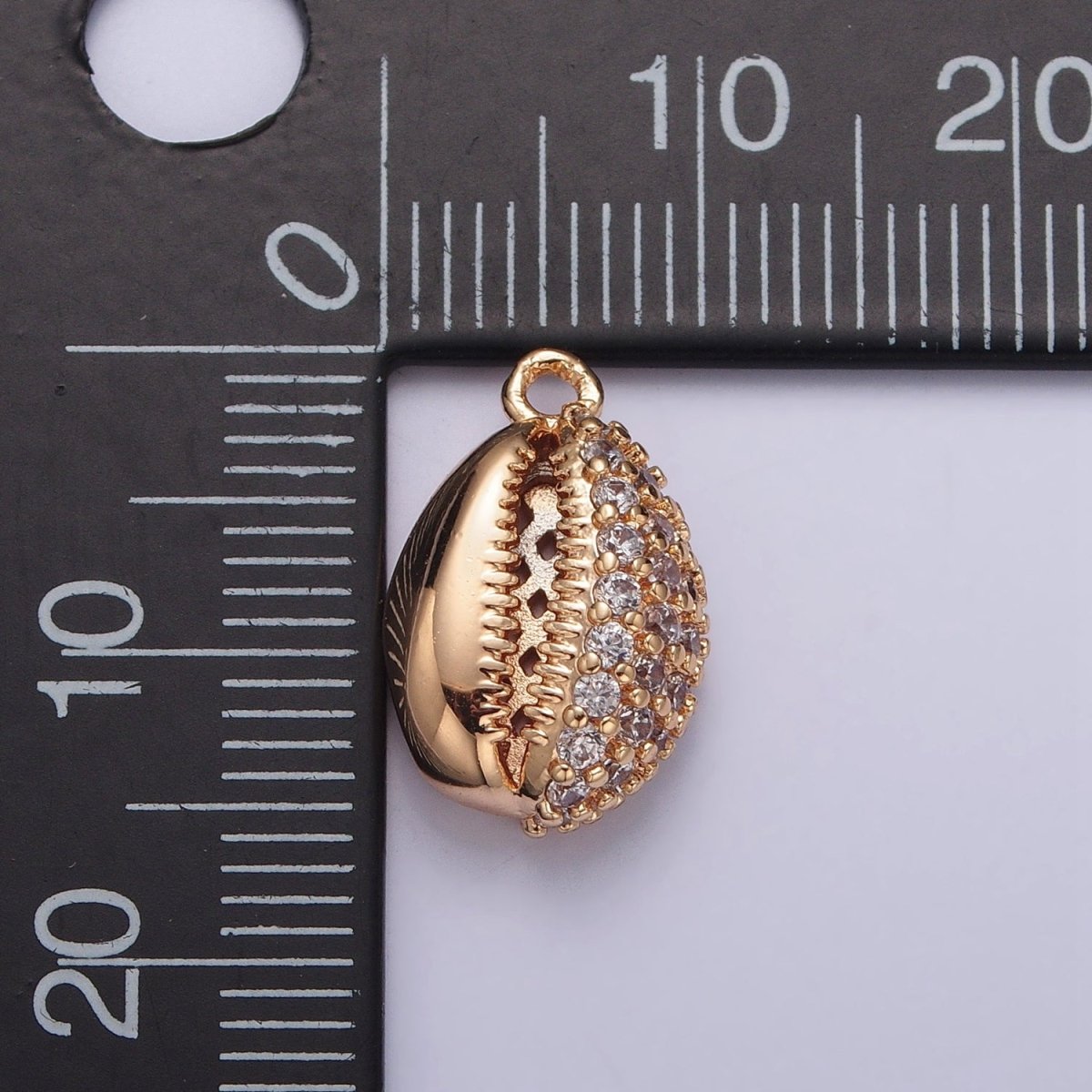 OS Gold Sea Shell Beach Micro Paved Cubic Zirconia Charm For Summer Jewelry | X-816