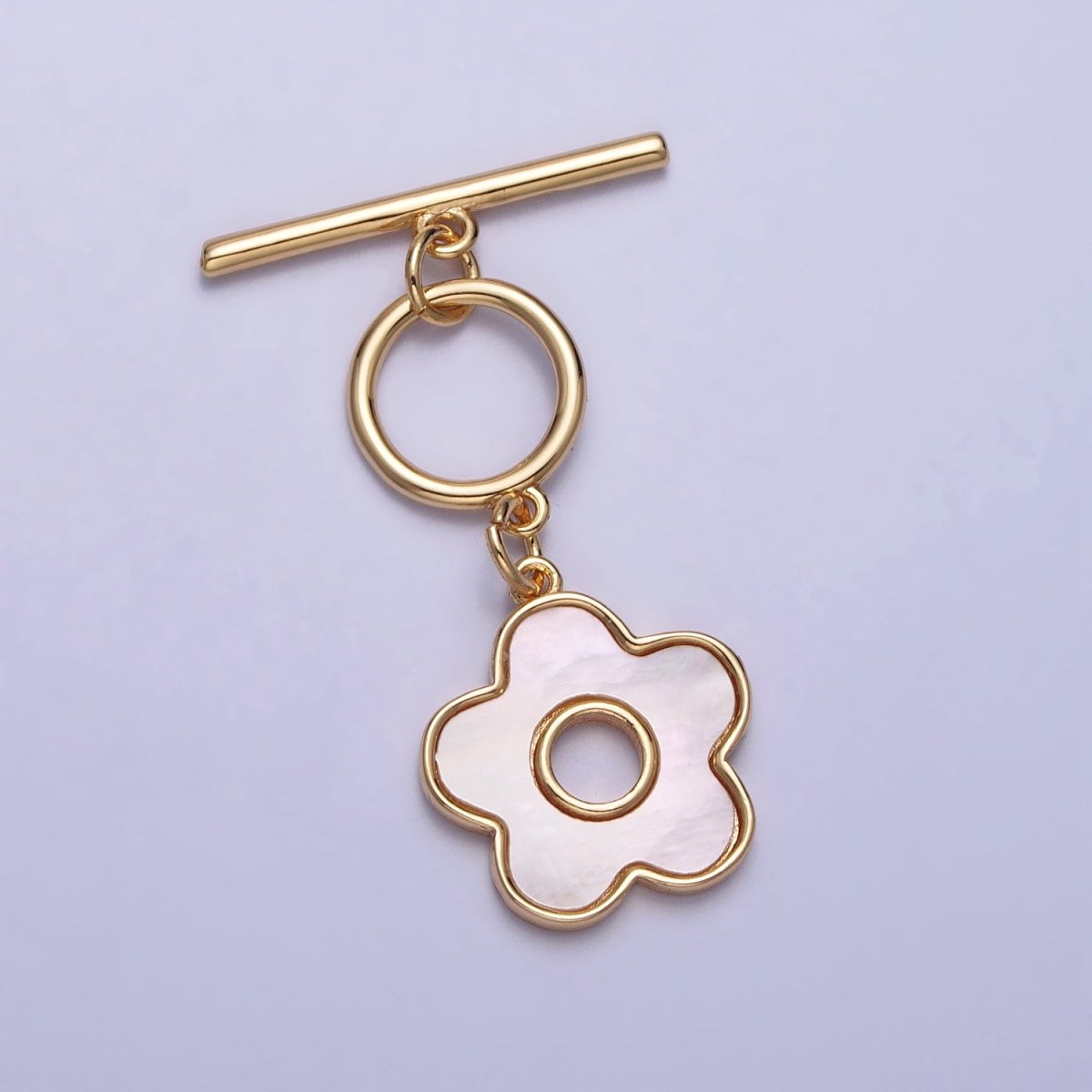 Gold Shell Pearl Flower Dangle Toggle Clasps Jewelry Closure Supply | Z-092 - DLUXCA