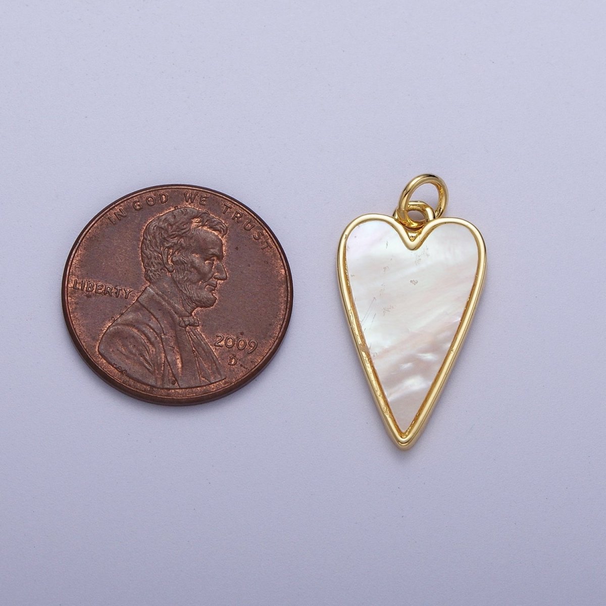 Gold Shell Pearl Heart Love Charm For Valentine Jewelry Making | C-717