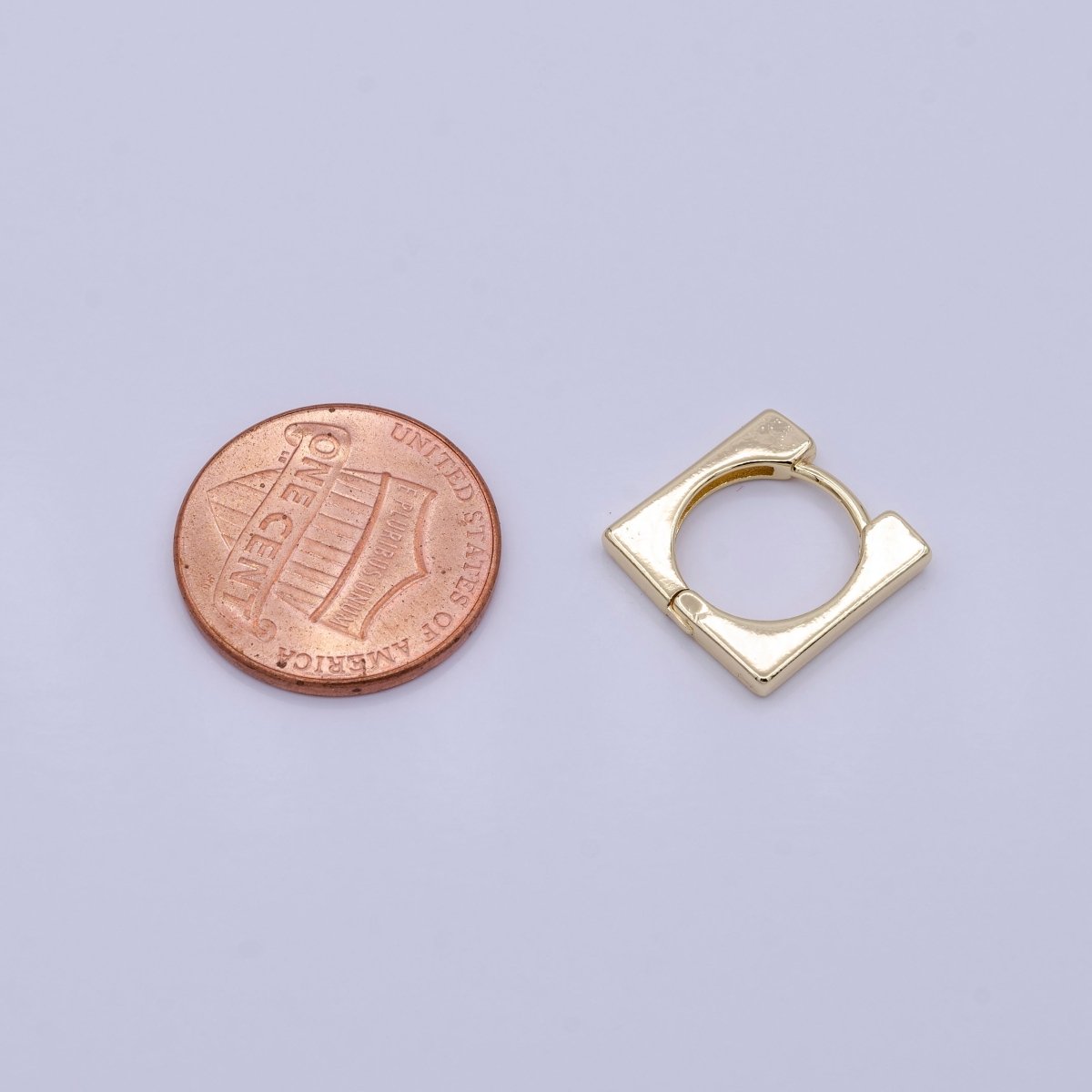 Gold, Silver 14mm Square Rounded Thin Huggie Earrings | AD875 AD876