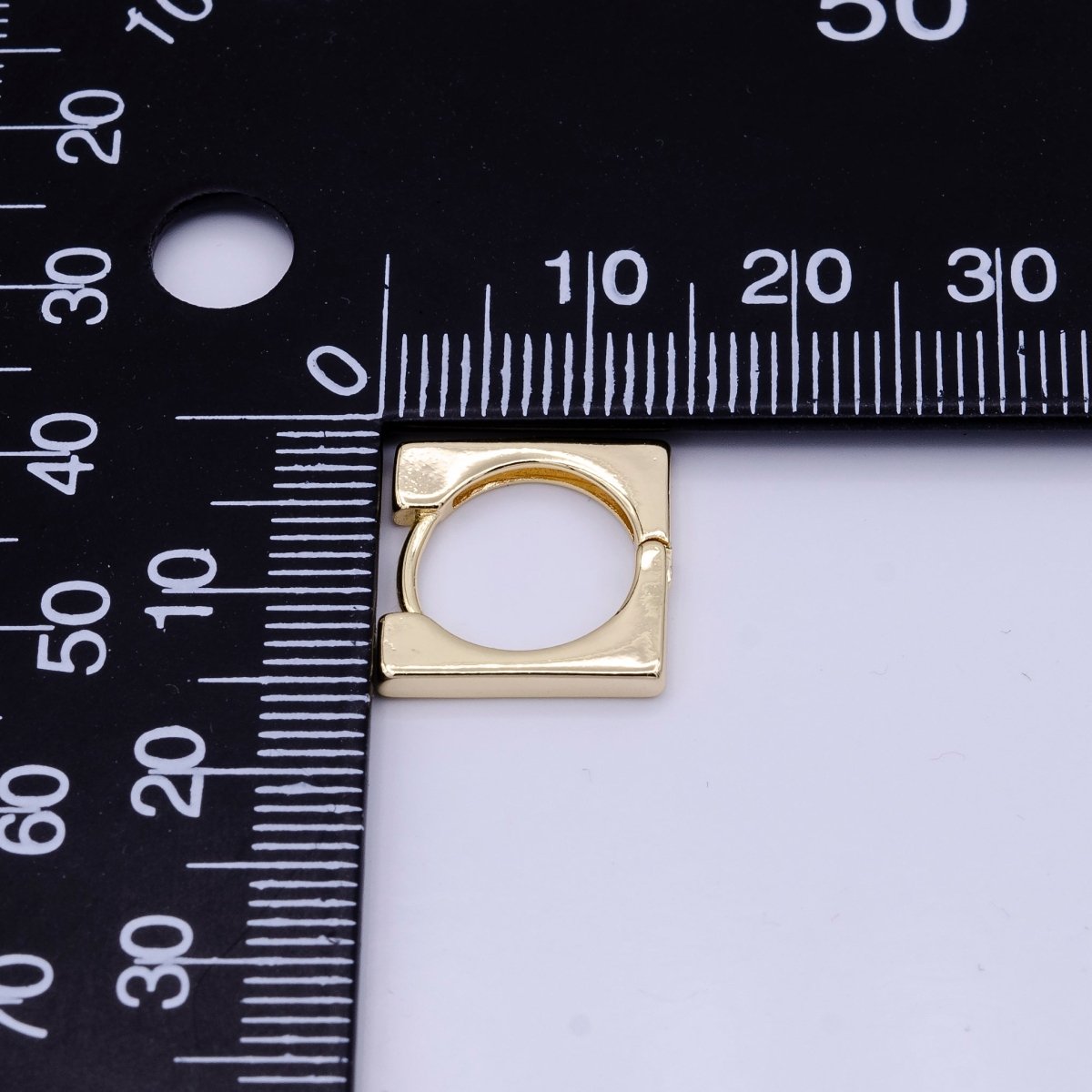 Gold, Silver 14mm Square Rounded Thin Huggie Earrings | AD875 AD876