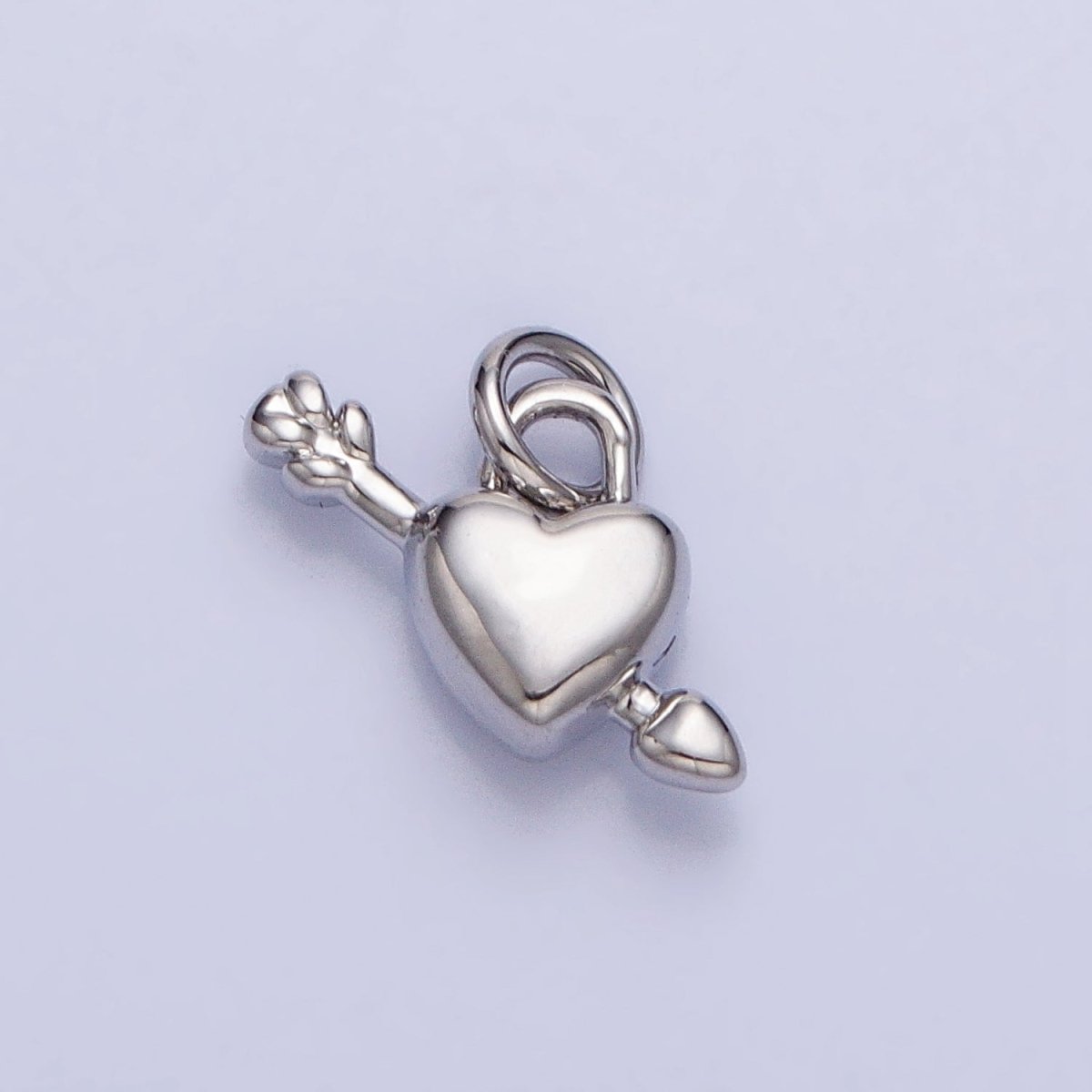 Gold, Silver Arrowed Heart Lock Valentine Mini Puffed Add-On Charm | AC707 AC708