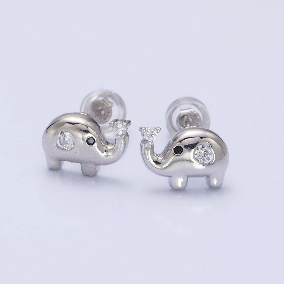Gold, Silver Baby Elephant Animal CZ Mini Stud Earrings | AB507