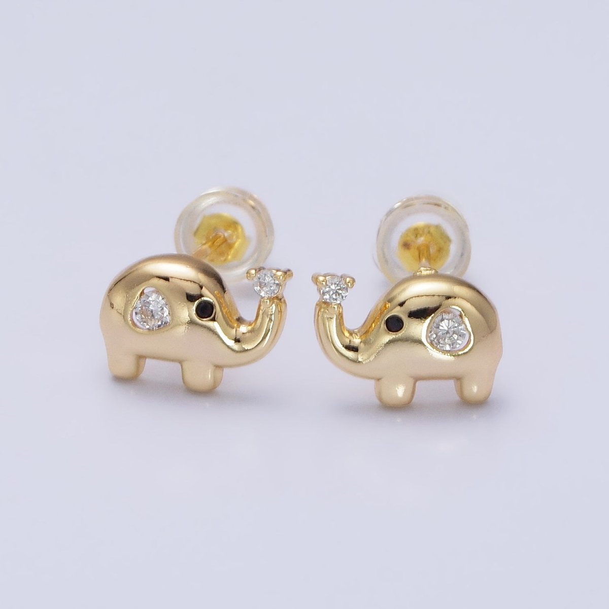 Gold, Silver Baby Elephant Animal CZ Mini Stud Earrings | AB507