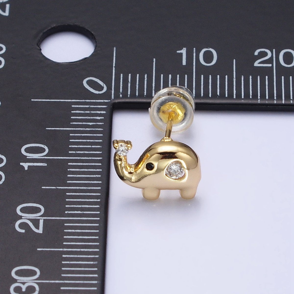 Gold, Silver Baby Elephant Animal CZ Mini Stud Earrings | AB507