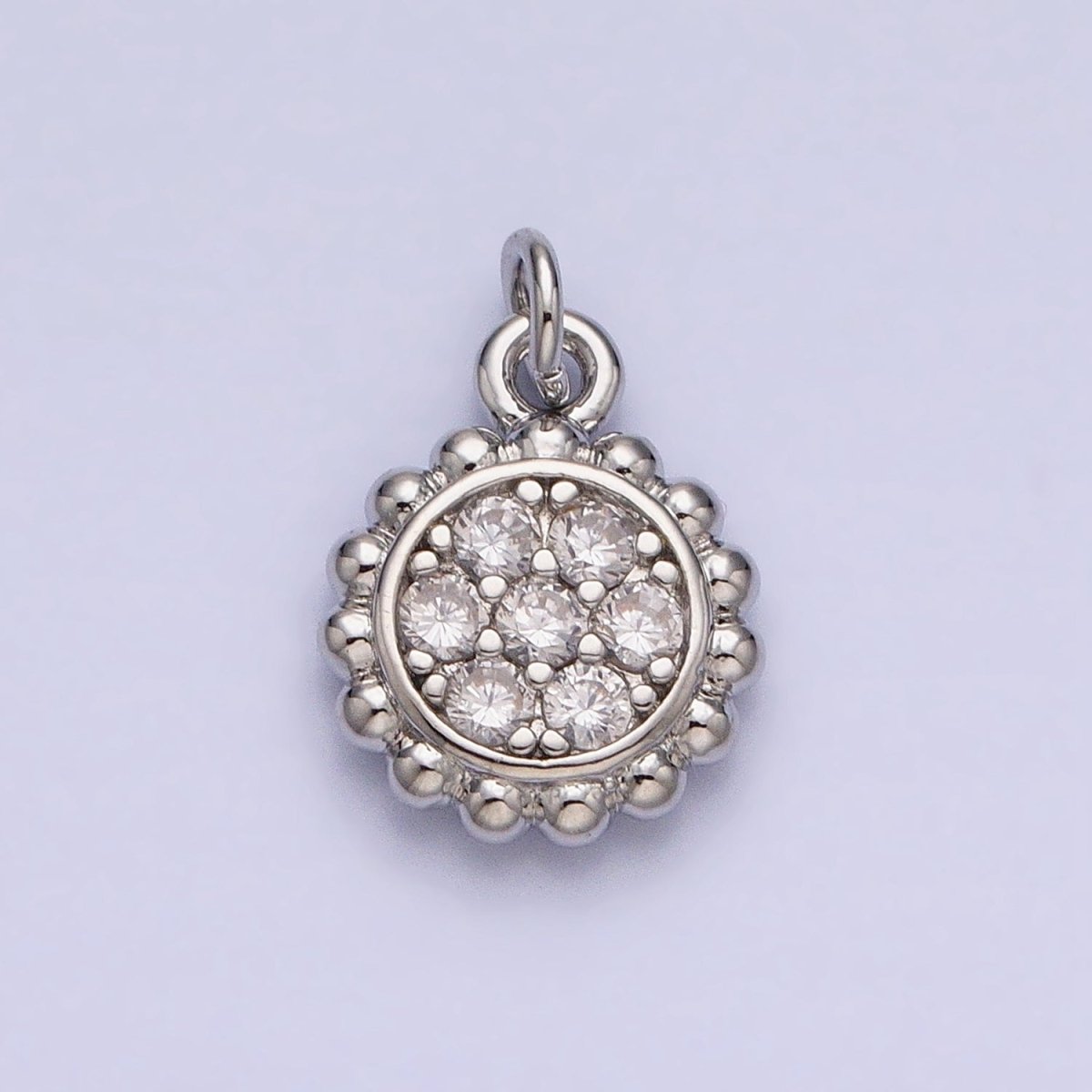 Gold, Silver Beaded Clear Micro Paved Round Add-On Charm | AC605 AC626