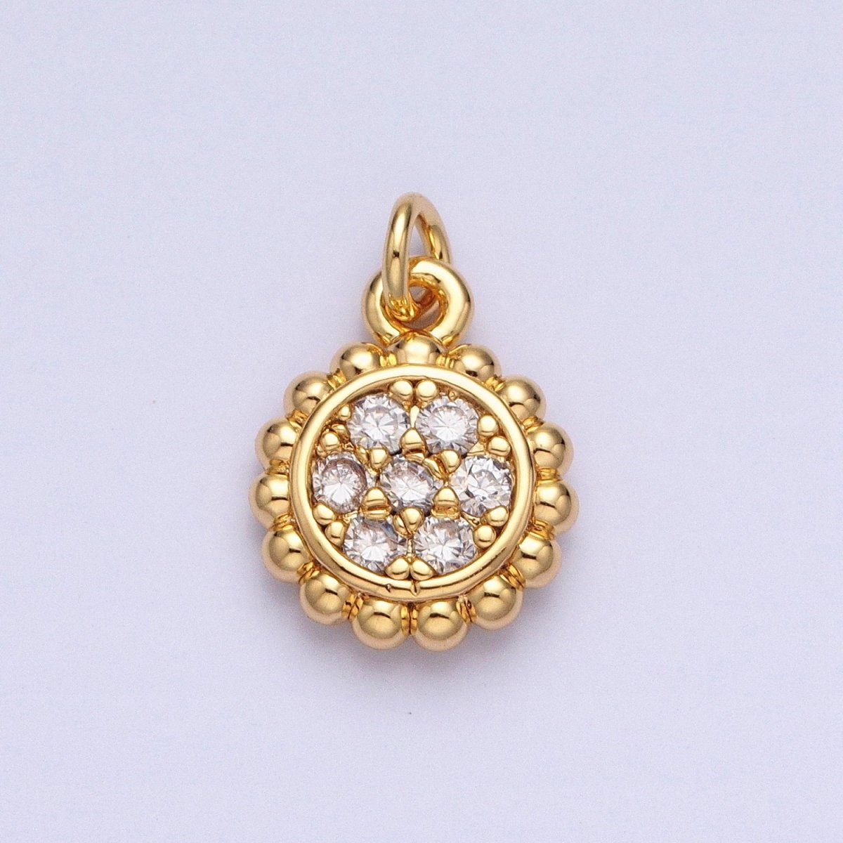 Gold, Silver Beaded Clear Micro Paved Round Add-On Charm | AC605 AC626