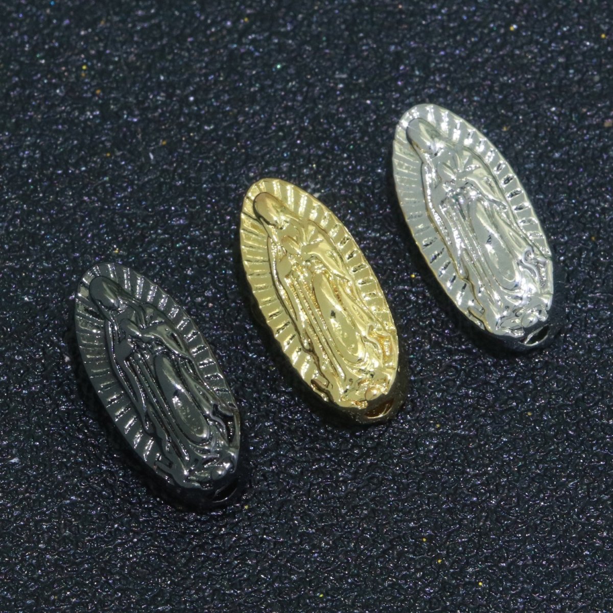 Gold / Silver / Black Our Lady of Guadalupe Beads, Virgin Mary bead Spacer rosary beads, Catholic beads, for Religious jewelry making B-636