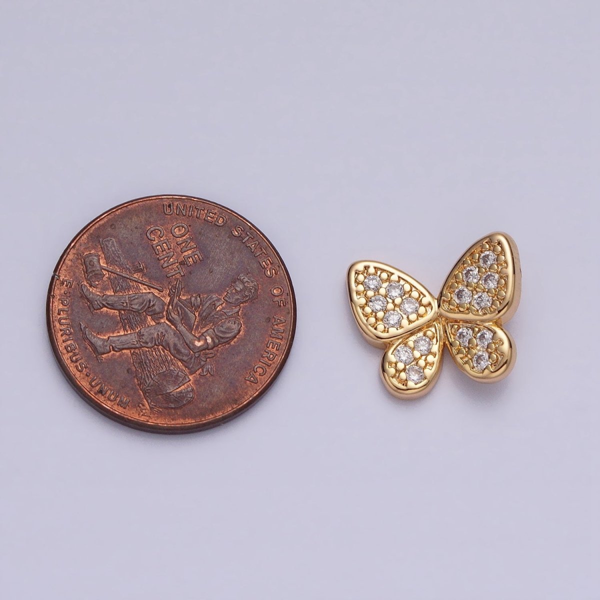 Gold, Silver Butterfly Mariposa Clear Micro Paved CZ Open Back Loop Pendant | AA357 AA358