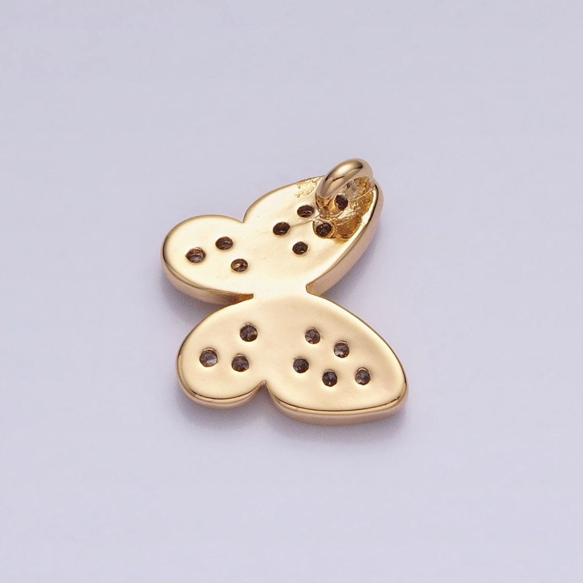 Gold, Silver Butterfly Mariposa Clear Micro Paved CZ Open Back Loop Pendant | AA357 AA358