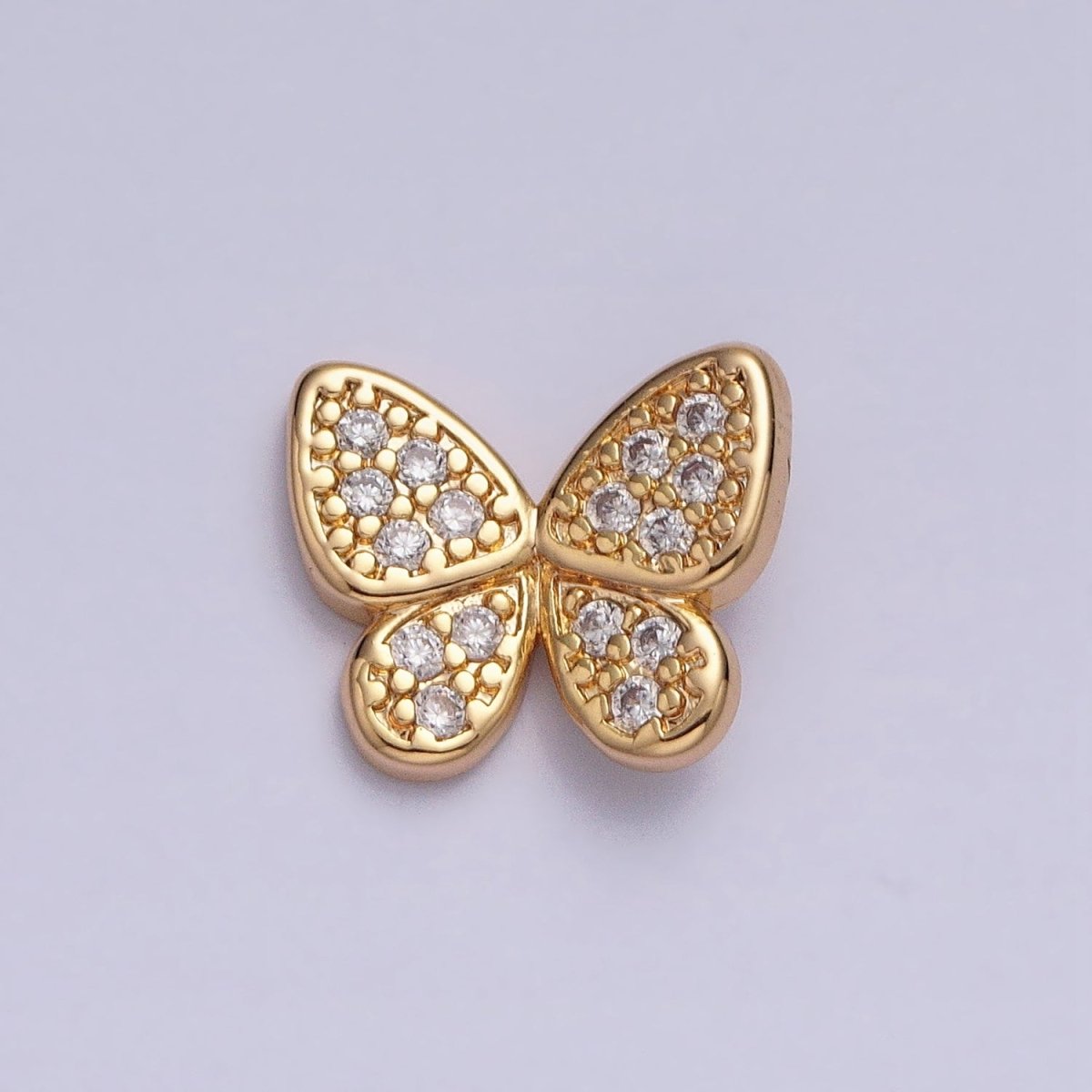 Gold, Silver Butterfly Mariposa Clear Micro Paved CZ Open Back Loop Pendant | AA357 AA358