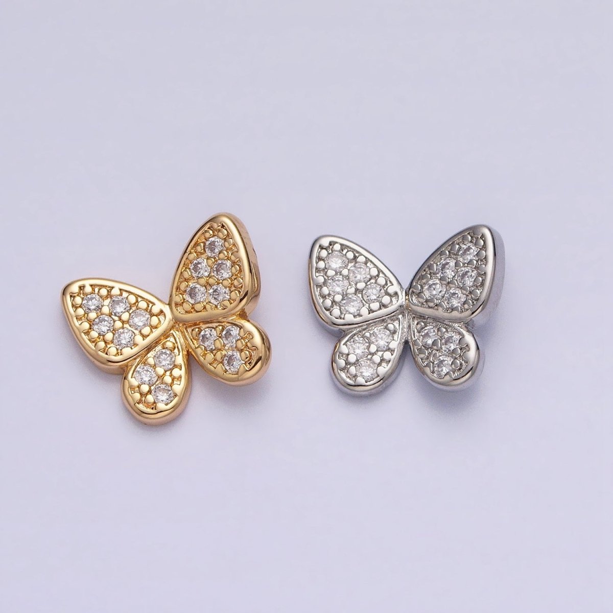 Gold, Silver Butterfly Mariposa Clear Micro Paved CZ Open Back Loop Pendant | AA357 AA358