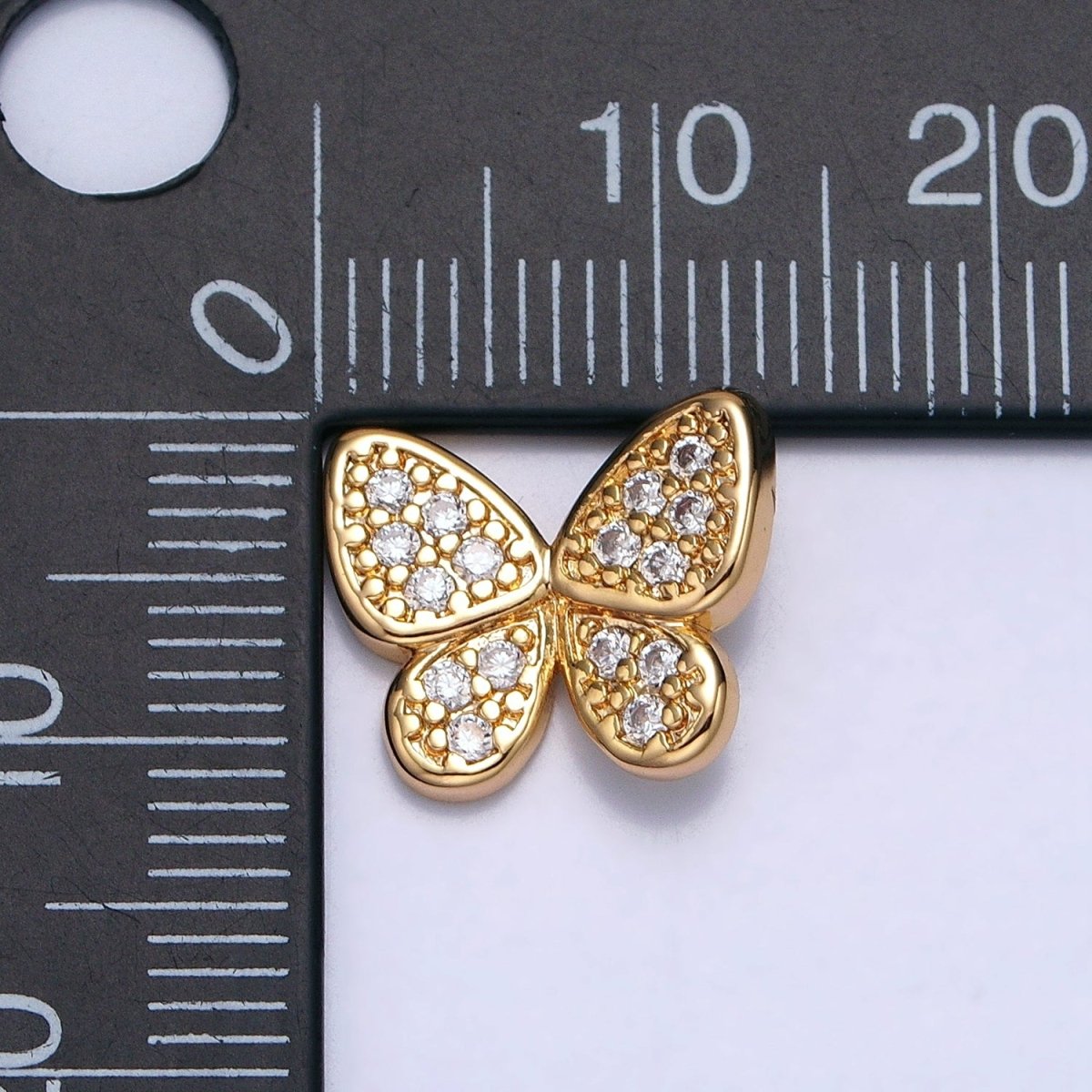 Gold, Silver Butterfly Mariposa Clear Micro Paved CZ Open Back Loop Pendant | AA357 AA358