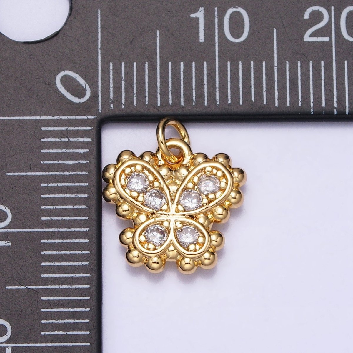 Gold, Silver Butterfly Mariposa Micro Paved Beaded Bubble Add-On Charm | AC629 AC630