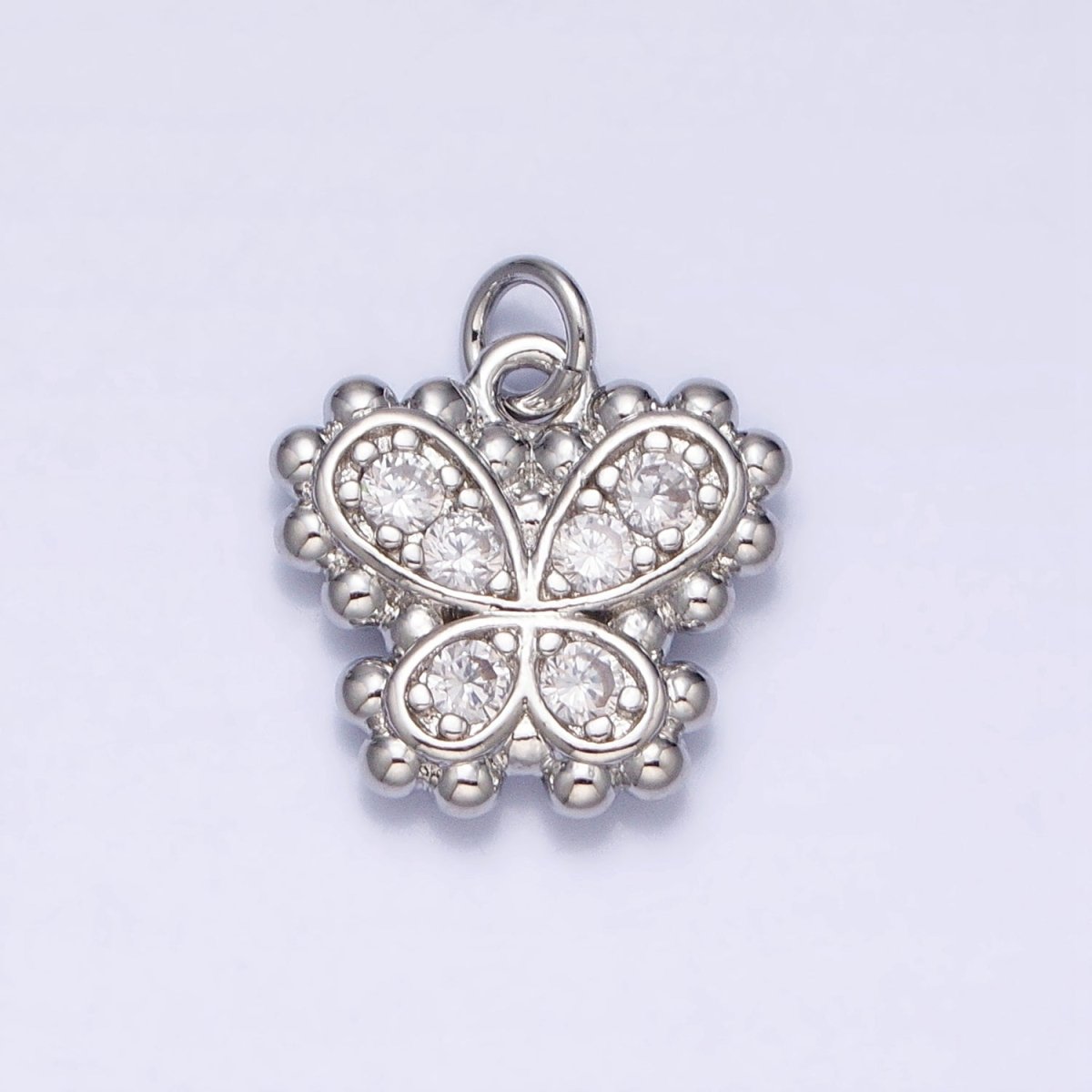 Gold, Silver Butterfly Mariposa Micro Paved Beaded Bubble Add-On Charm | AC629 AC630