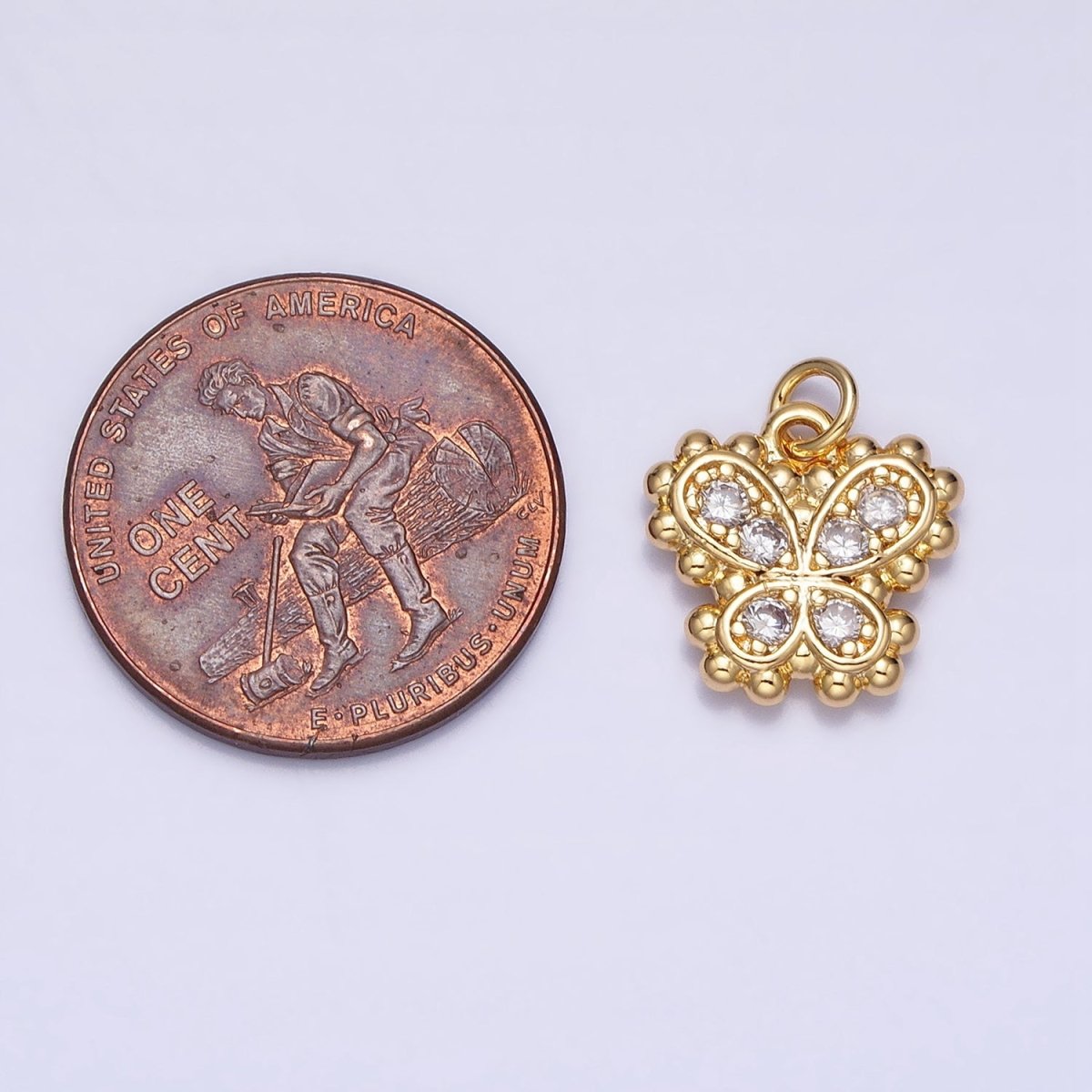 Gold, Silver Butterfly Mariposa Micro Paved Beaded Bubble Add-On Charm | AC629 AC630