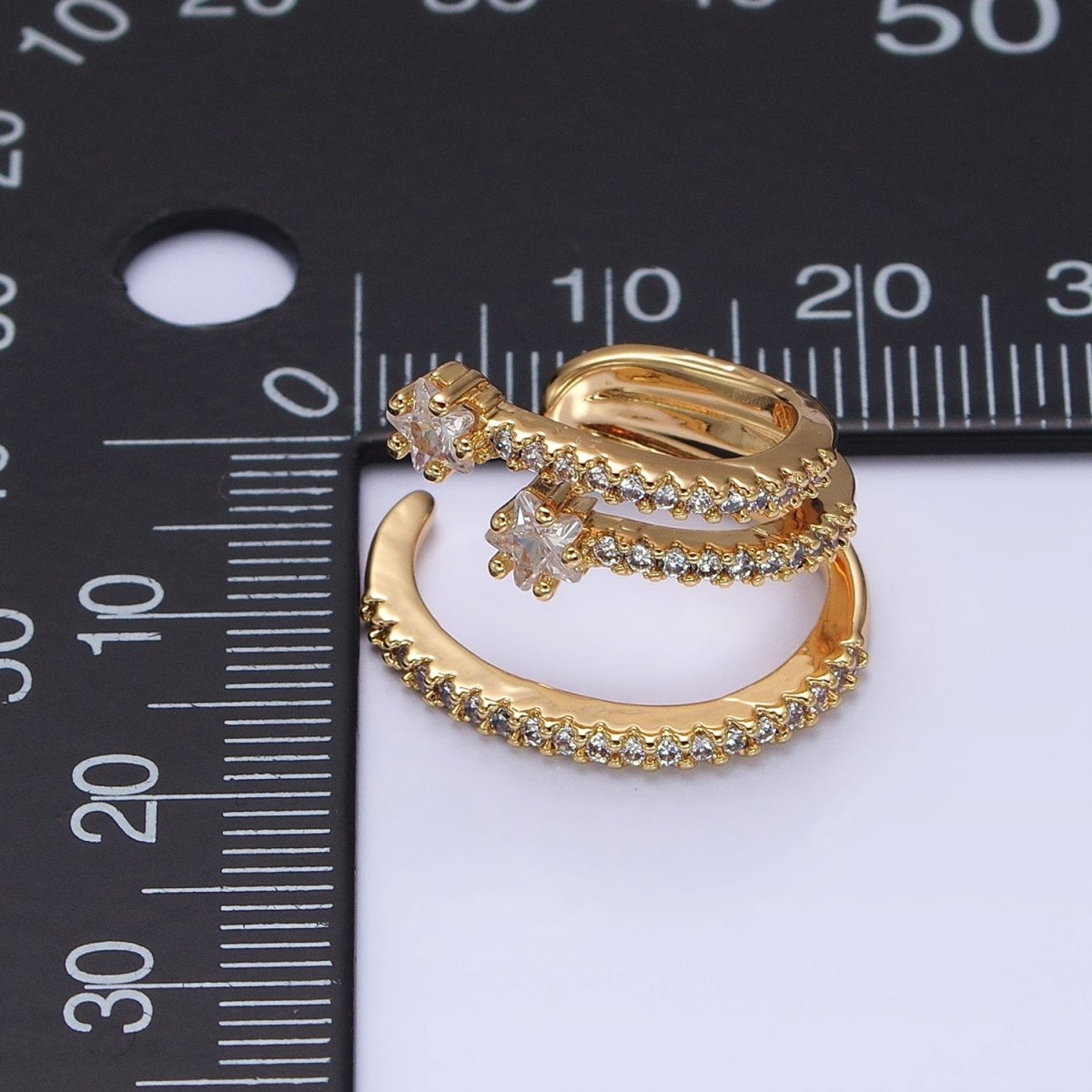 16K Gold Filled Celestial Star Triple Micro Paved CZ Claw Cuff Earrings in Gold & Silver | AB941 AB931